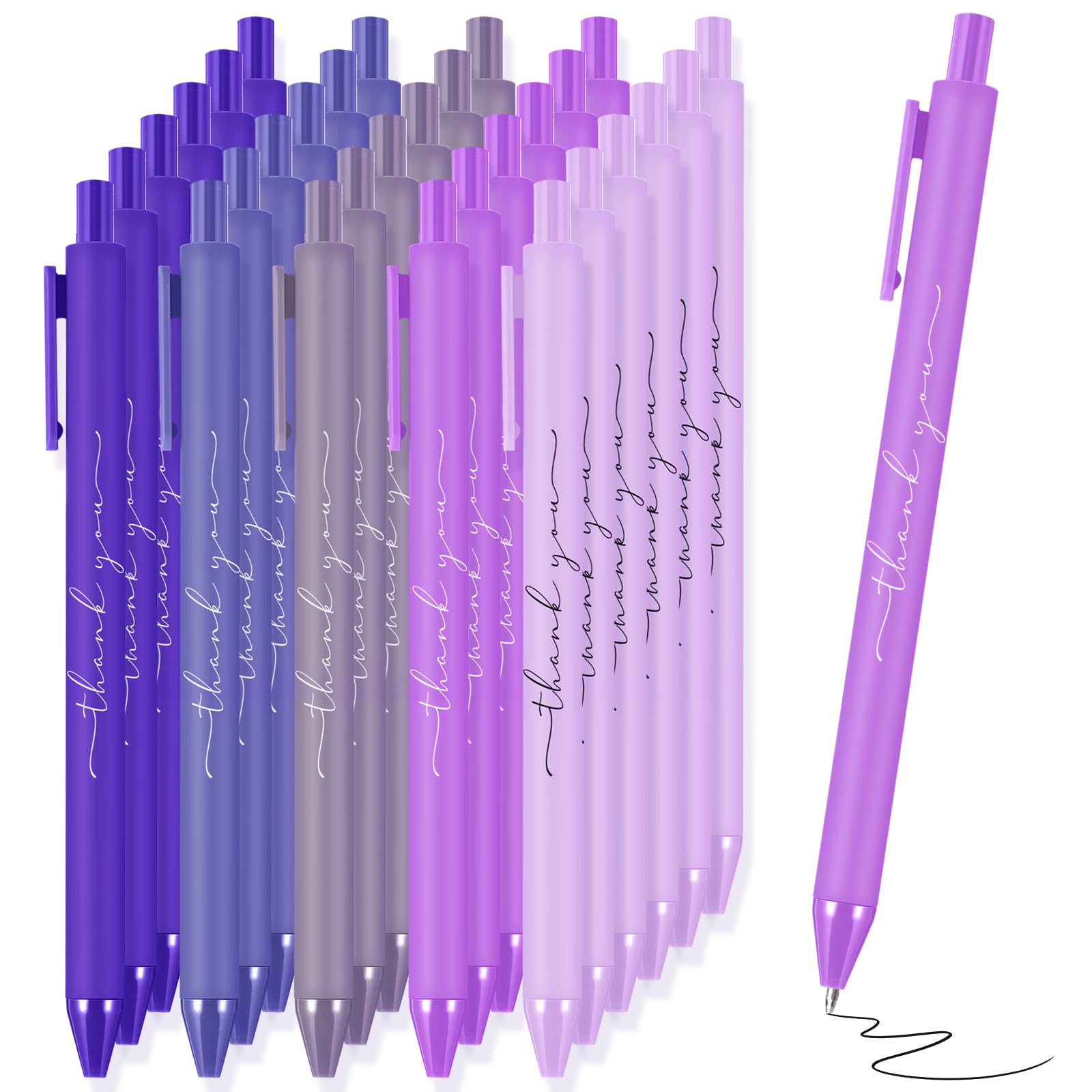 30pcs Thank You Pens Bulk Cute Multicolor Ballpoint Pen for Server Employee Appreciation Gifts for Social Worker Wedding Teacher Coworker Office Staff
