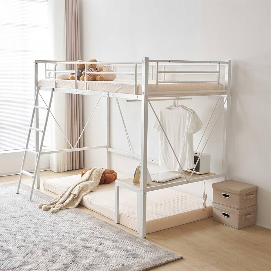 ロフトベッド（S）コンセント付き 耐荷重150kg子供部屋 送料無料　WHITE ロフトベッド（S）コンセント付き 耐荷重150kg子供部屋 送料無料