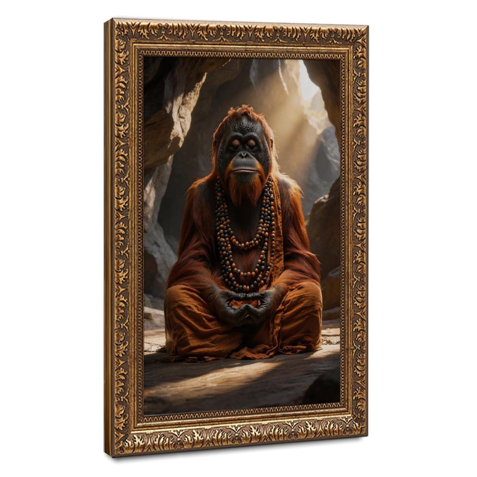Bareronor Zen Ape Meditating Canvas Poster for Bedroom Decor Gift