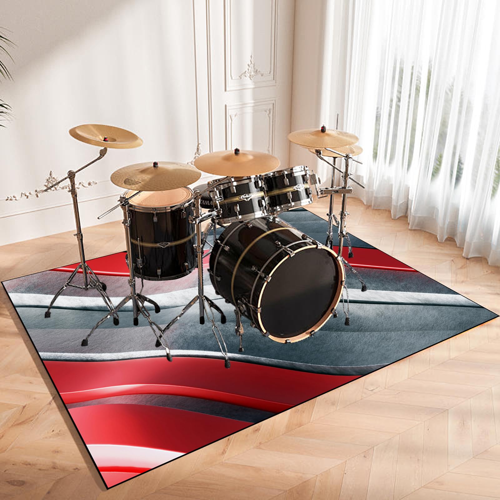 Qesjodfu Tapis De Batterie Acoustique Insonorisant Sol, Professionnel