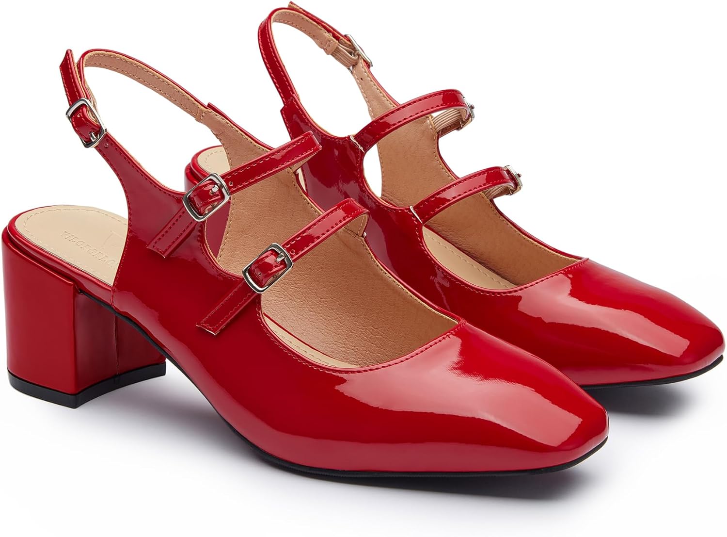 Mary Jane Shoes Slingback Chunky Heels for Women Closed Toe Double Strap Block Heel Pumps Retro Square Dress Shoes for Daily Party - Image 4