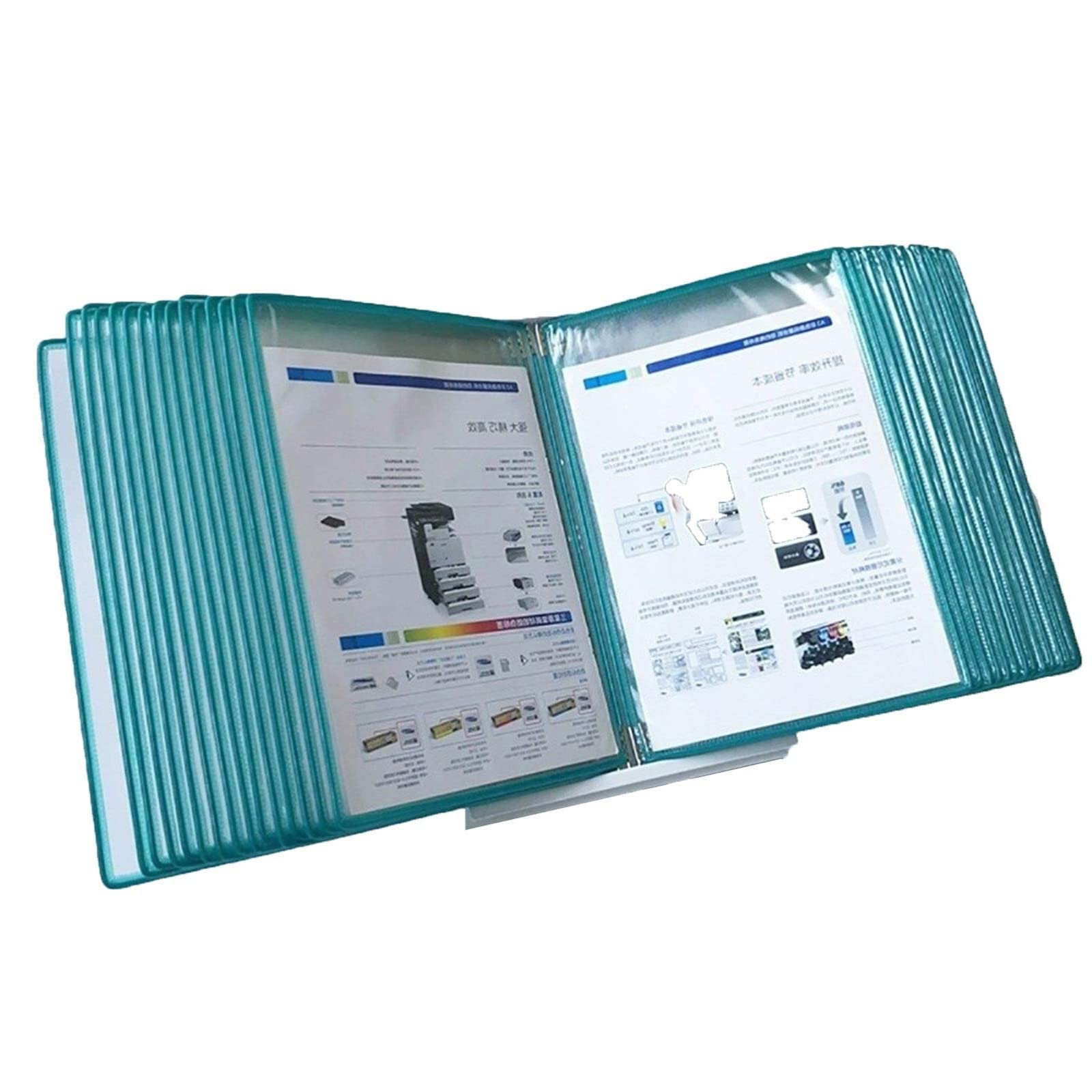 OLSKFUH Desktop Reference Organizer - Catalog Display Rack Metal Wall Kit Holder 30 Double-Sided Panels Desktop/Wal,Green