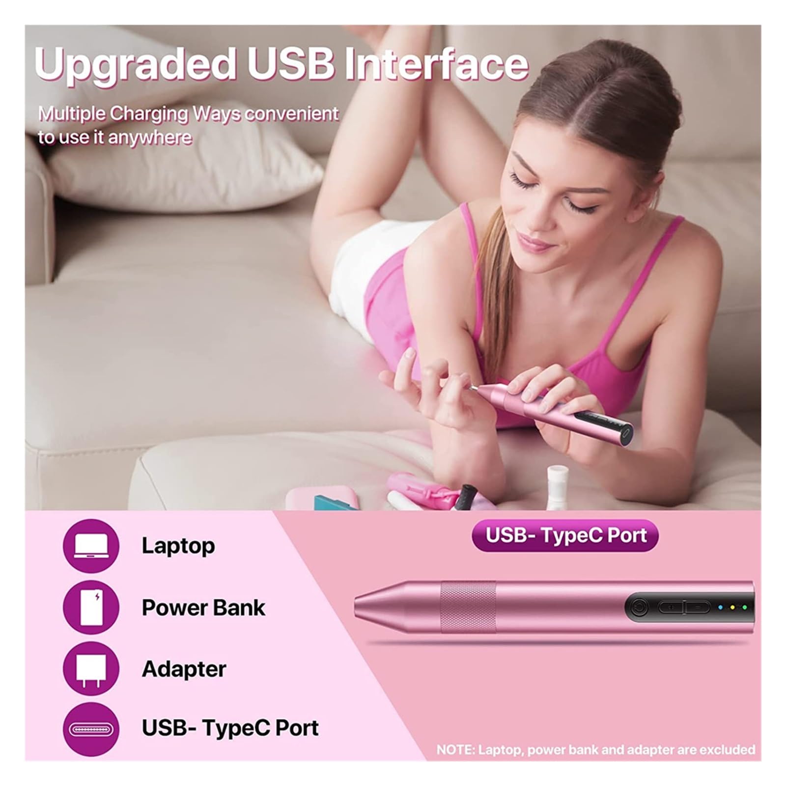 Fresa per Unghie, Trapano for unghie elettrico a batteria for unghie in acrilico Smalto for gel Rimuovi Manicure Pedicure Strumenti for lima for unghie Attrezzature for unghie for saloni(Rainbow Set)