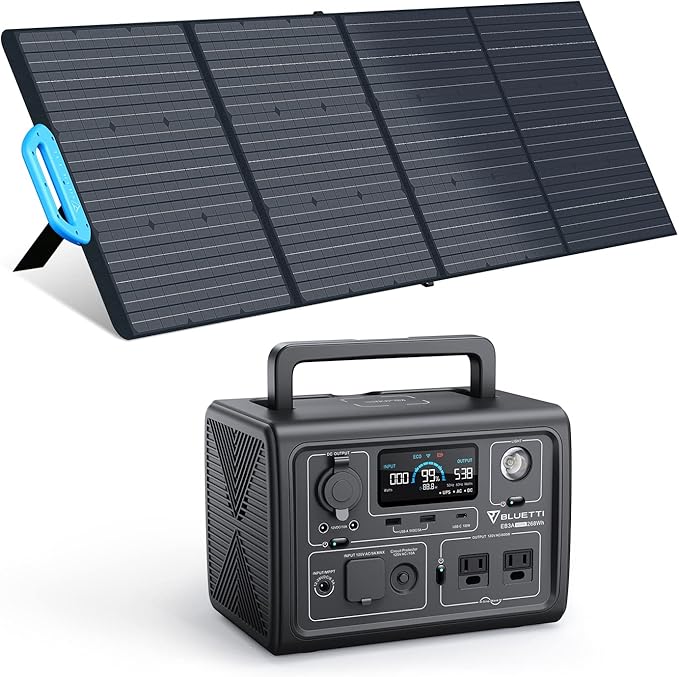 BLUETTI Solar Generator EB3A with PV200 Solar Panel Included, 268Wh