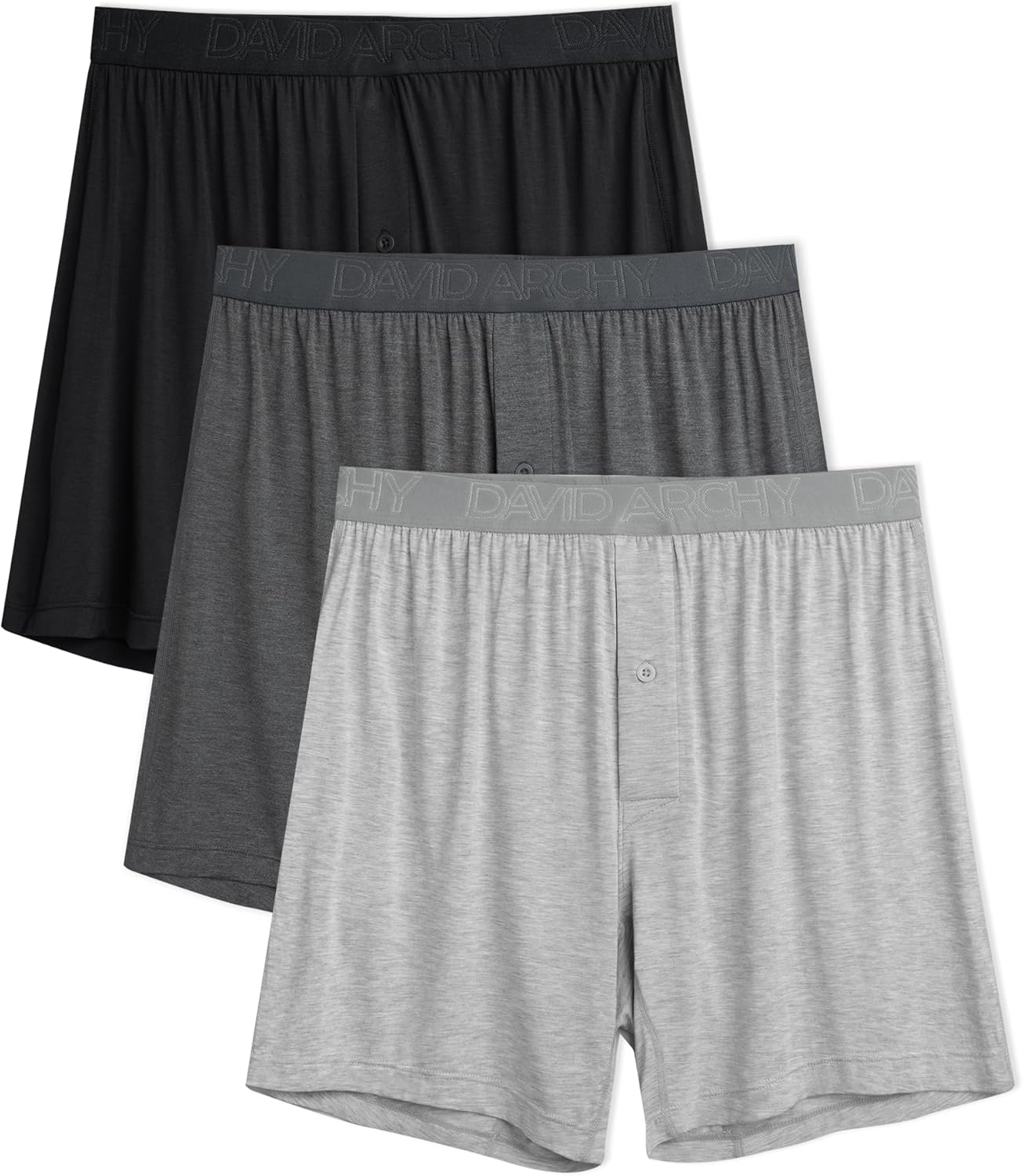 DAVID ARCHY Mens Boxers Soft Rayon Made from Bamboo Boxers for Men Pack Loose Underwear Cooling Mens Boxer Shorts