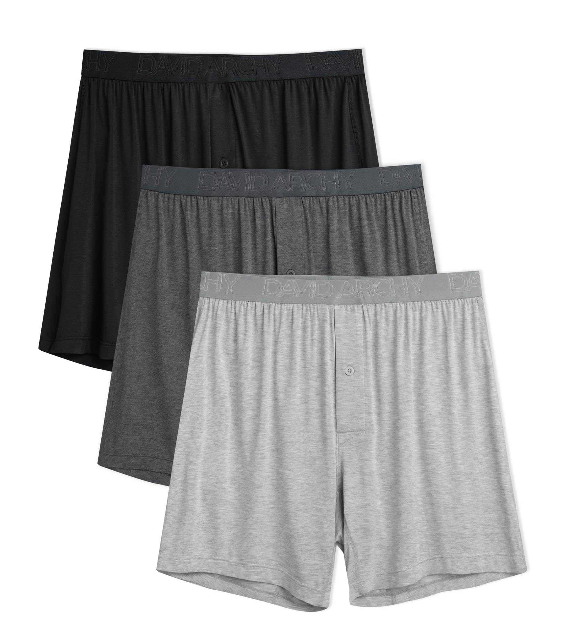 DAVID ARCHYMens Boxers Soft Rayon Made from Bamboo Boxers for Men Pack Loose Underwear Cooling Mens Boxer ShortsThe Forest Stewardship Council