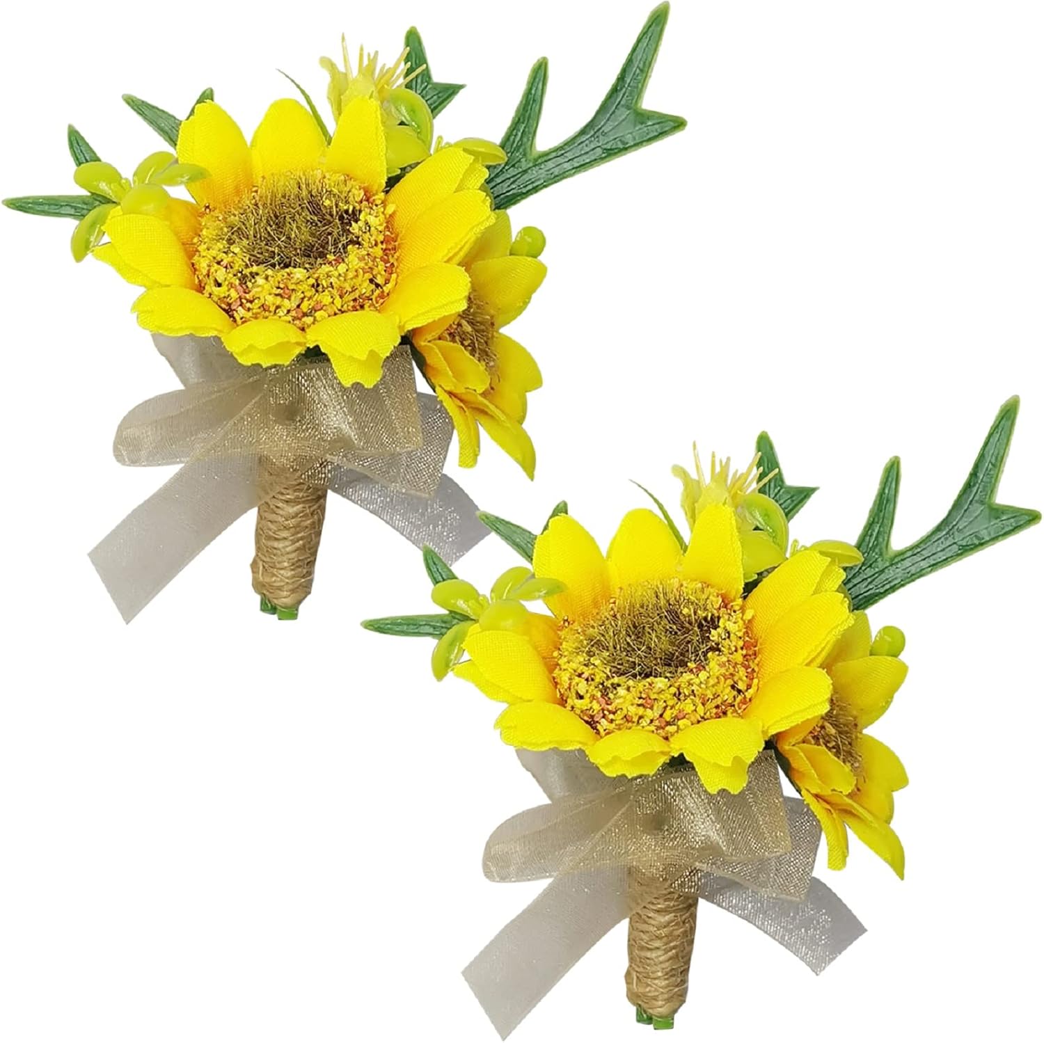 BASIMAN Boutineers for Men Wedding Sunflowers Artificial