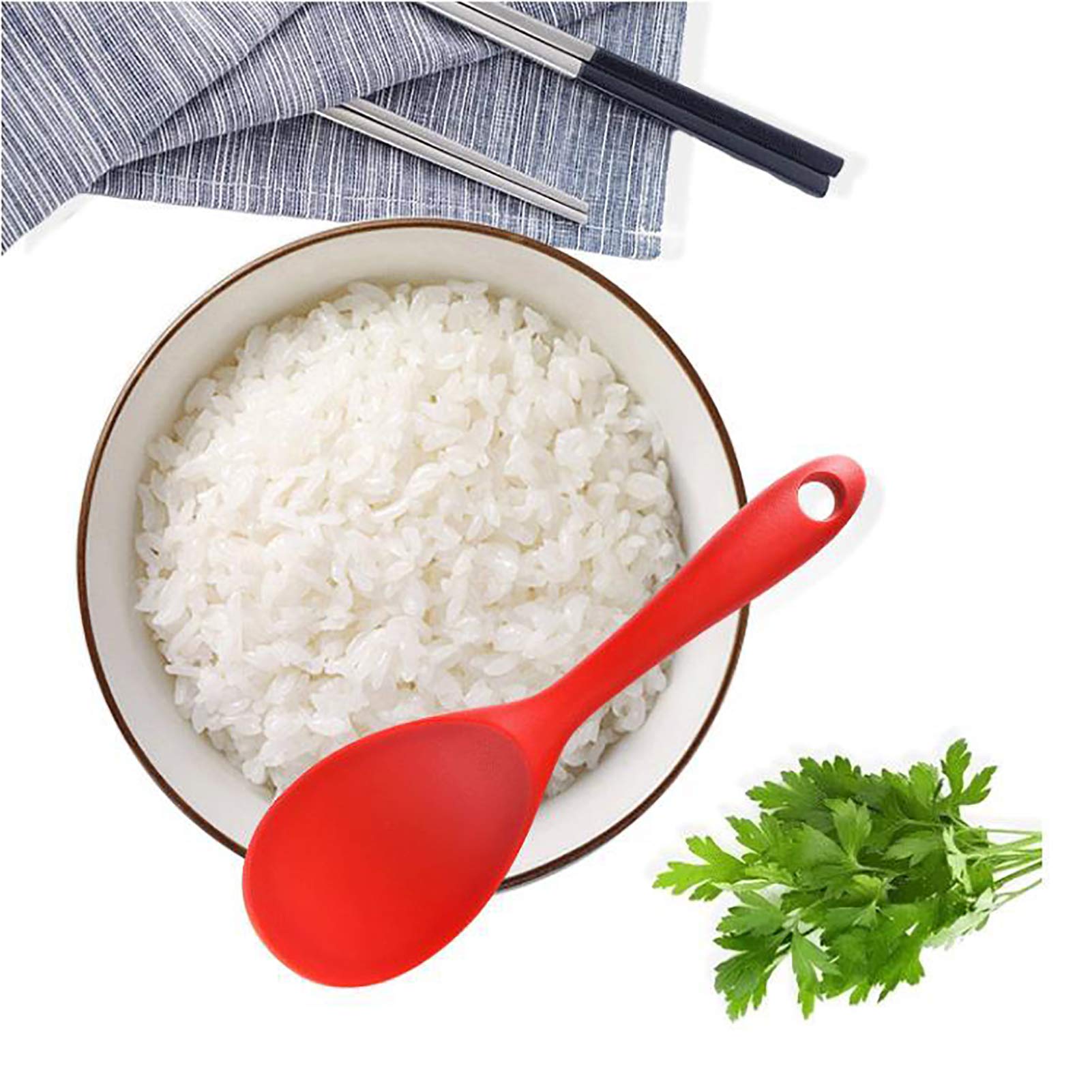 Qianxihu 2Pcs Silicone Rice Spoon Set Cooker Serving Silicone Paddle Rice Cooker Serving Heat Resistant Basting Kitchen Tool Set For Stirring Mixing - View #5