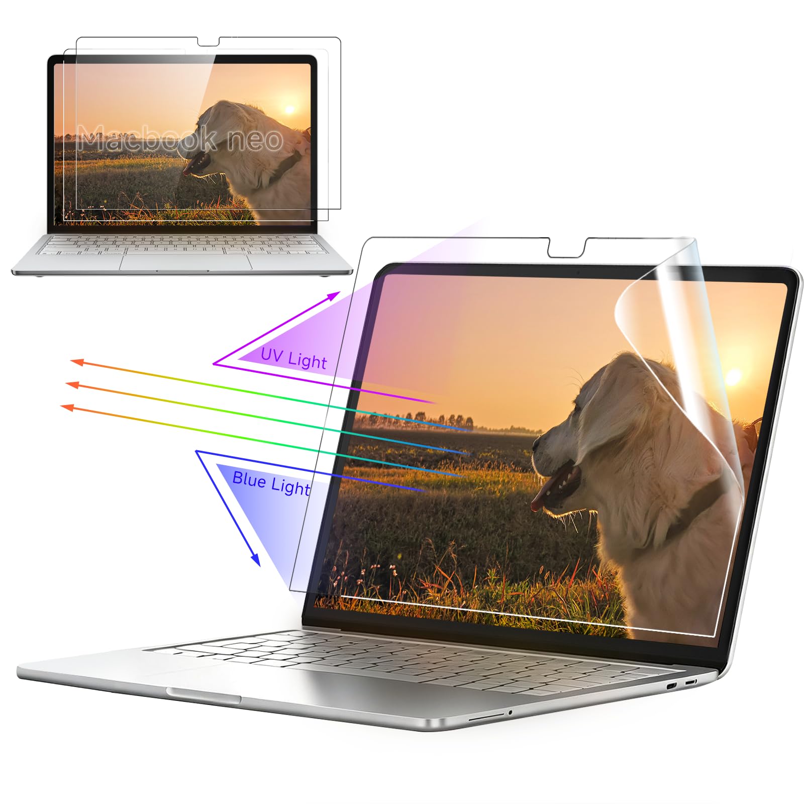 IPROKKO 2 Pack Blue Light Screen Protector for MacBook Neo 13-inch A18 Pro