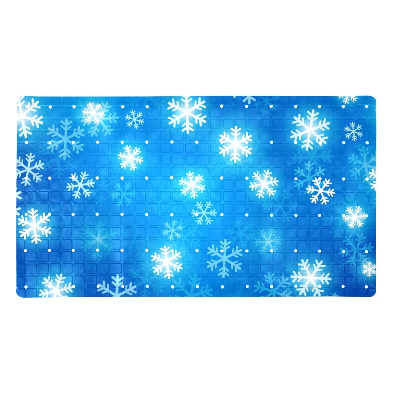 Alfombra de ducha de copos de nieve antideslizante con ventosas para baño navideño