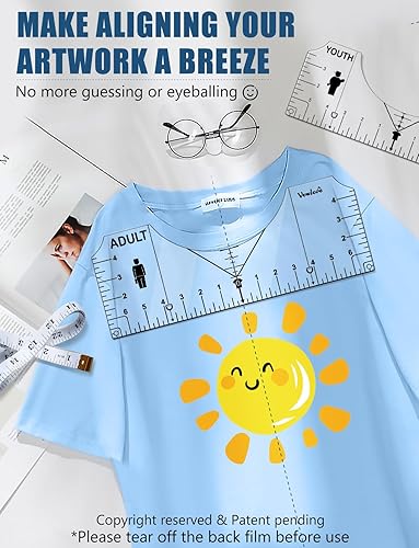 Miniatura 9 de Guía de regla de camiseta Alineación de vinilo, juego de reglas de medida de camisa herramienta de centrado, Accesorios para impresoras de