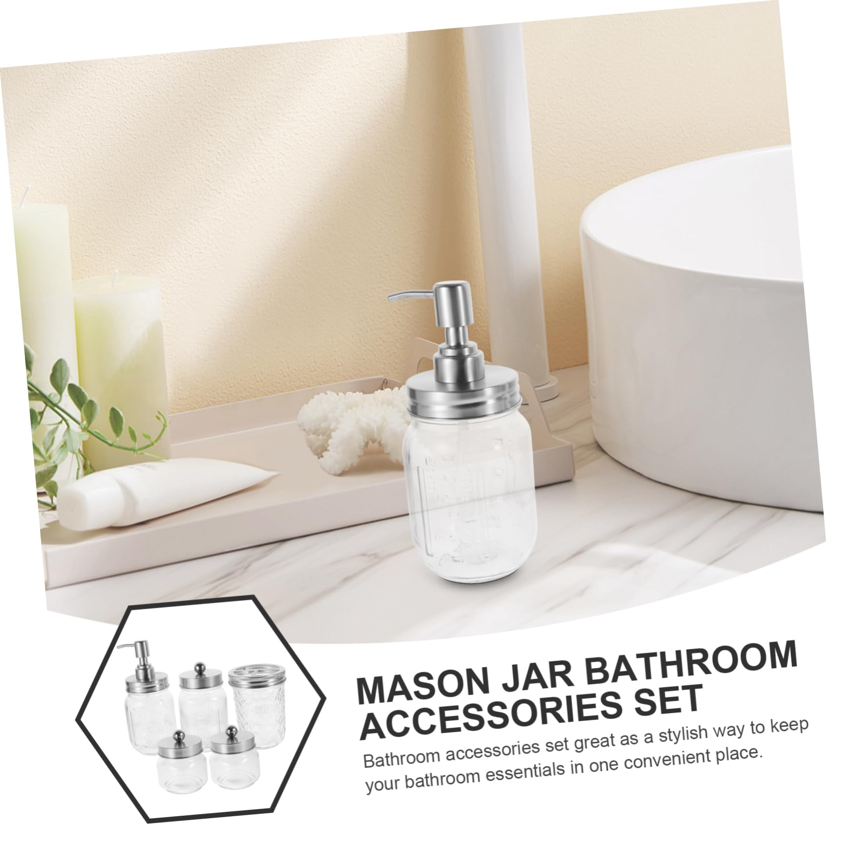 PRETYZOOM Accesorios Baño Frasco Dispensador Jabón Cepillo Dientes Hisopos Algodón