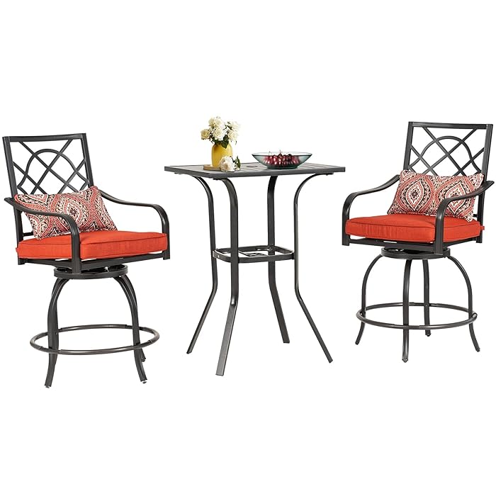 Buy Betterland 3Piece Patio Bar Set Outdoor Metal Bar Table Set, 2