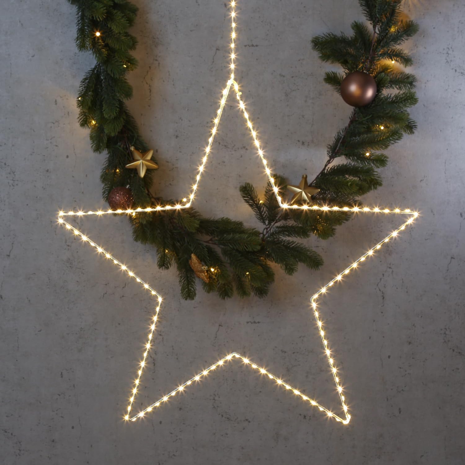 MARELIDA LED Stern Leuchtstern Metallstern Weihnachtsstern für Innen/Außen (60cm 180 LED)