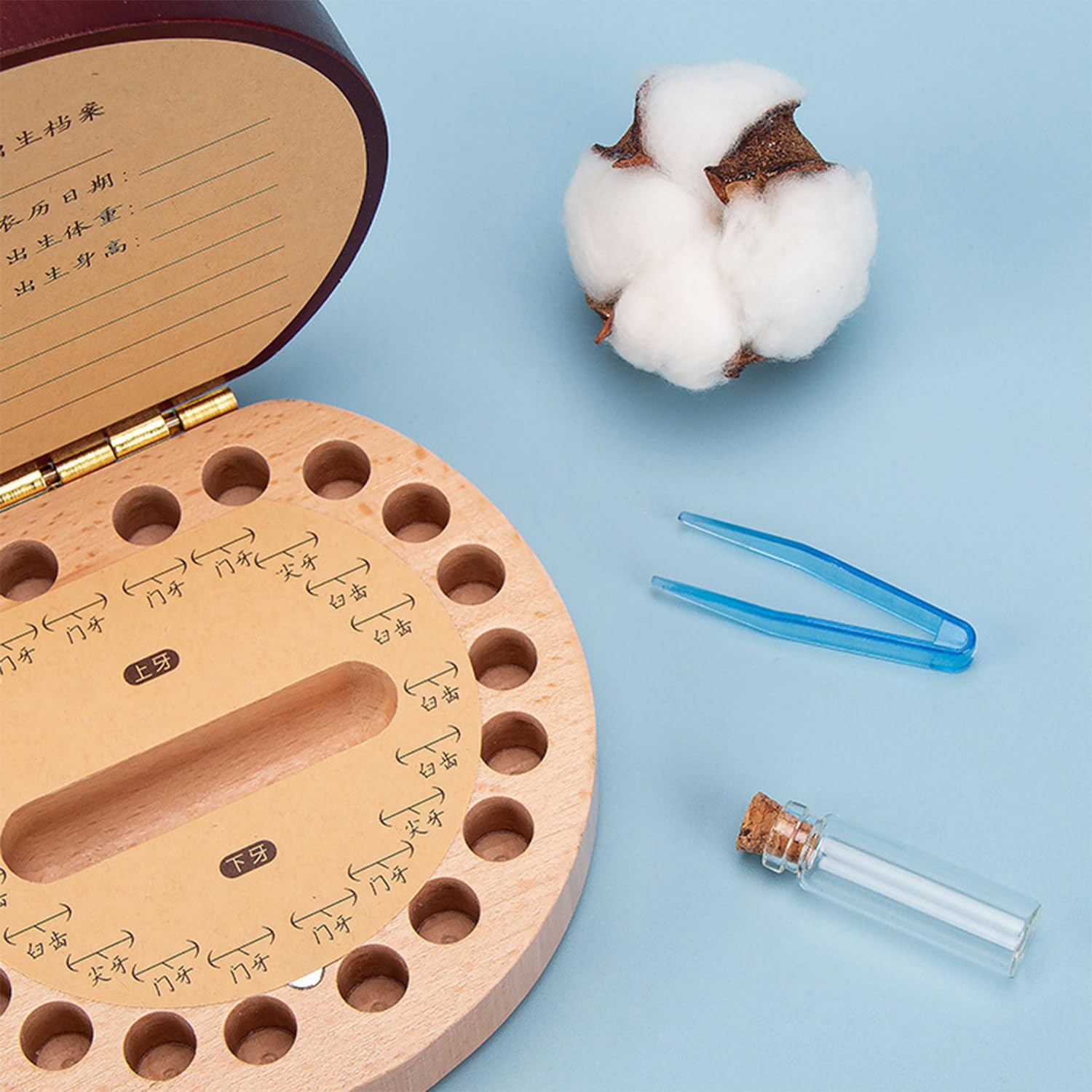 YUNYU Tooth Storage Box, Wooden Keepsake Storage for Baby's First Teeth, Umbilical Cord & Newborn Hair - Image 4