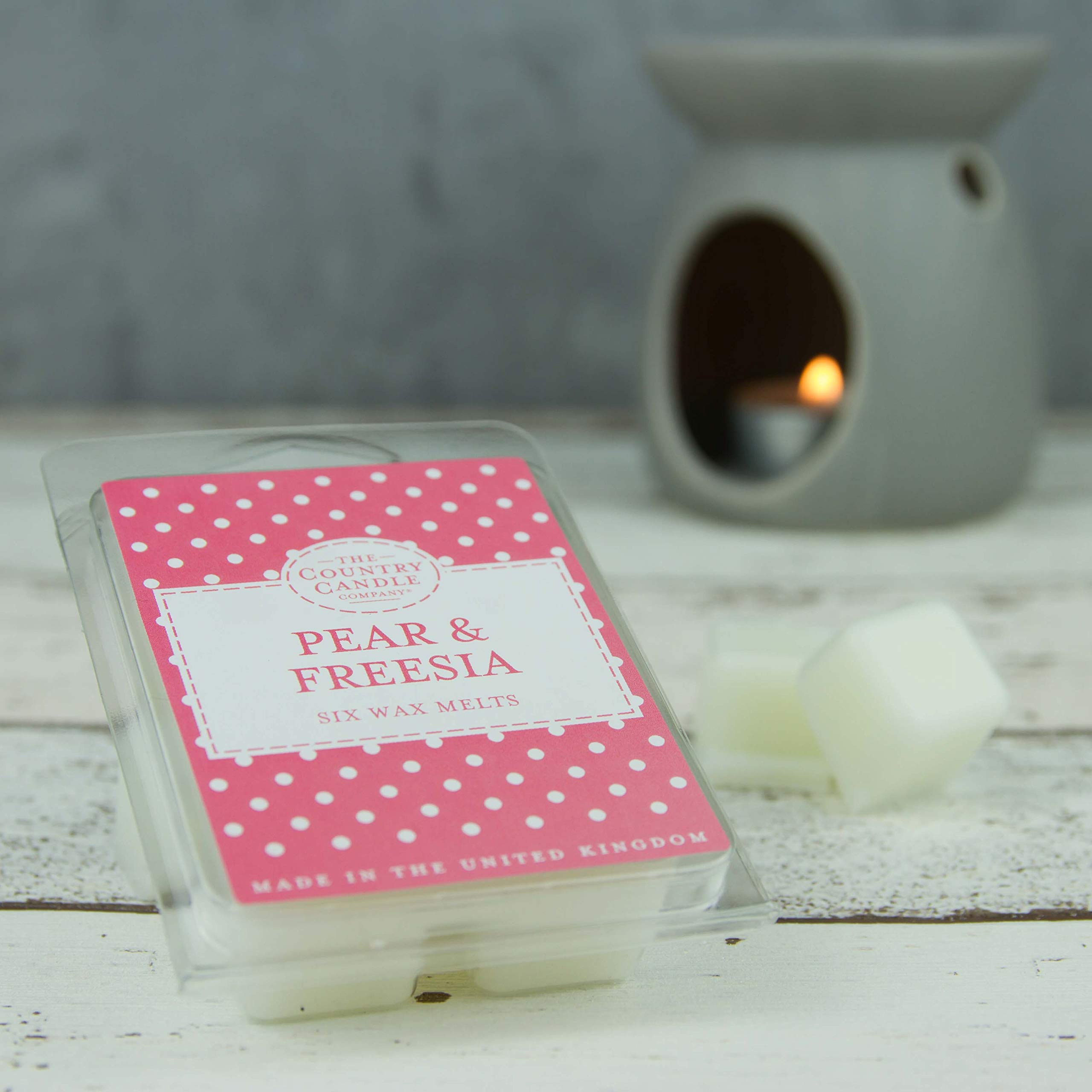 The Country Candle Company Polka-dot Wax Melts – Pear and Freesia Scented, Up to 60 Hours Burn Time