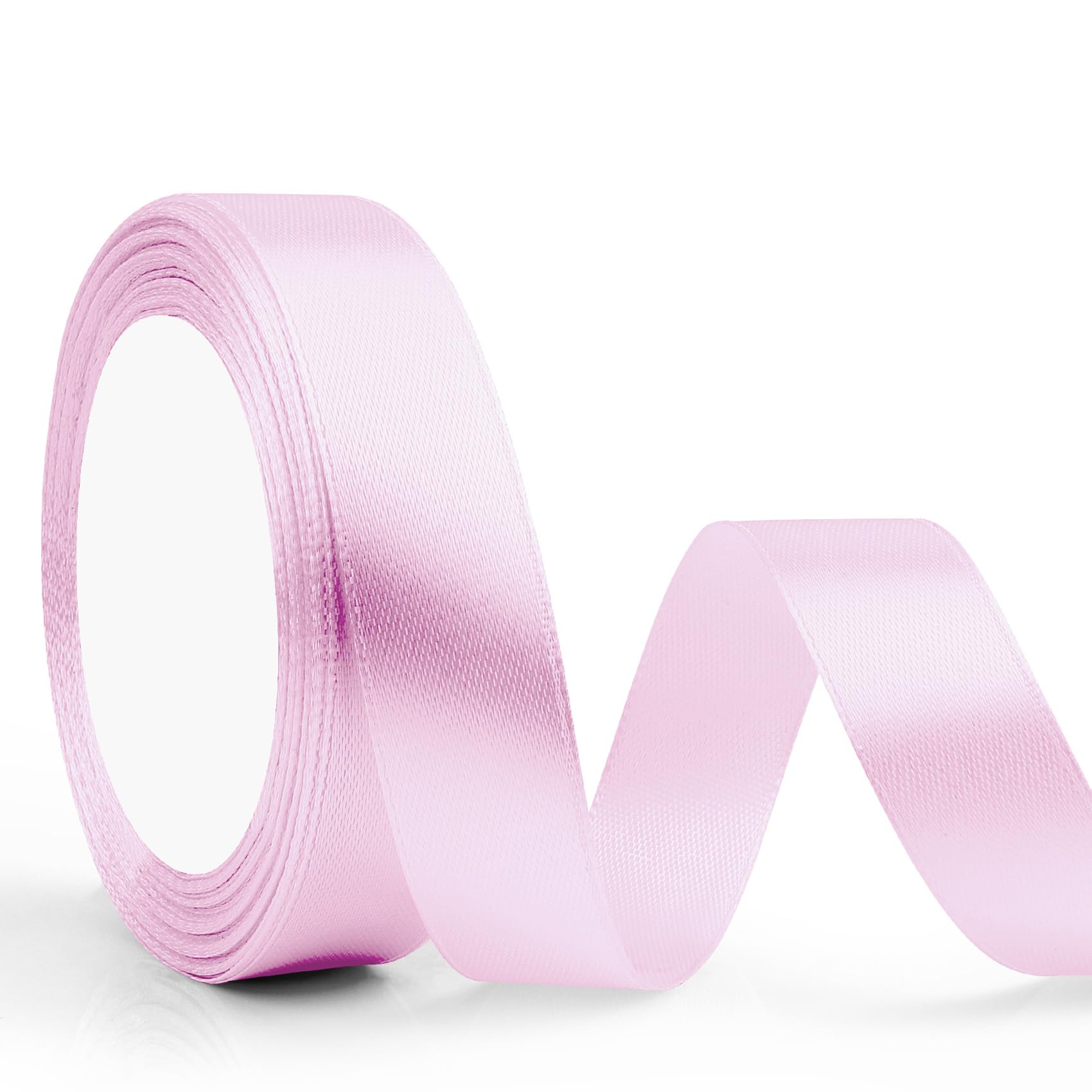 Pink Ribbons for Crafting 2cm*23m Light Pink Satin Ribbons for Gift Wrapping Ribbon for Hair Flowers Wrapping Ribbon for Balloons Wedding Car Decorations Balloon Sewing Cake Florist Decor Valentines