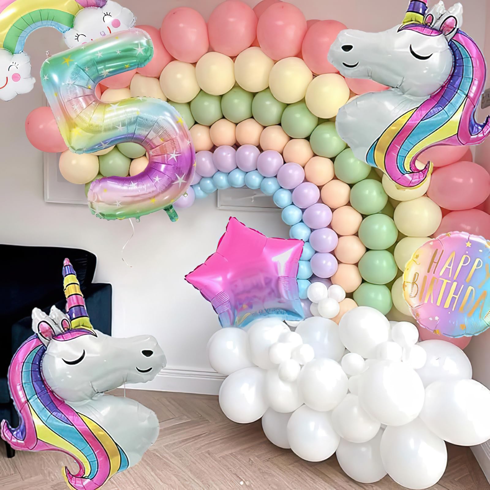 Palloncini Unicorno Compleanno 5 Anni, 6 Pezzi, Festa Unicorno, Palloncini per Feste di Compleanno, Unicorno di Alluminio, per Decorazioni Compleanno Ragazza