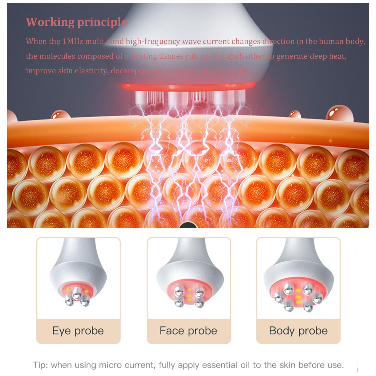 4 in 1 Radiofrequenz Gerät Gesicht, 40K Ultraschall Kavitation Radiofrequenz Gerät, Elektrische Cellulite-Massagegeräte, Zur Face Lifting und Gewichtsabnahme