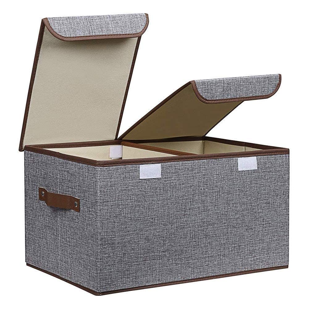 Wardrobe Organizer for Clothes with/without Metal Frame Storage Baskets for Clothes, Pants, Jeans, Toys & Books (Grey, With Lid Pack of 1)-image-32