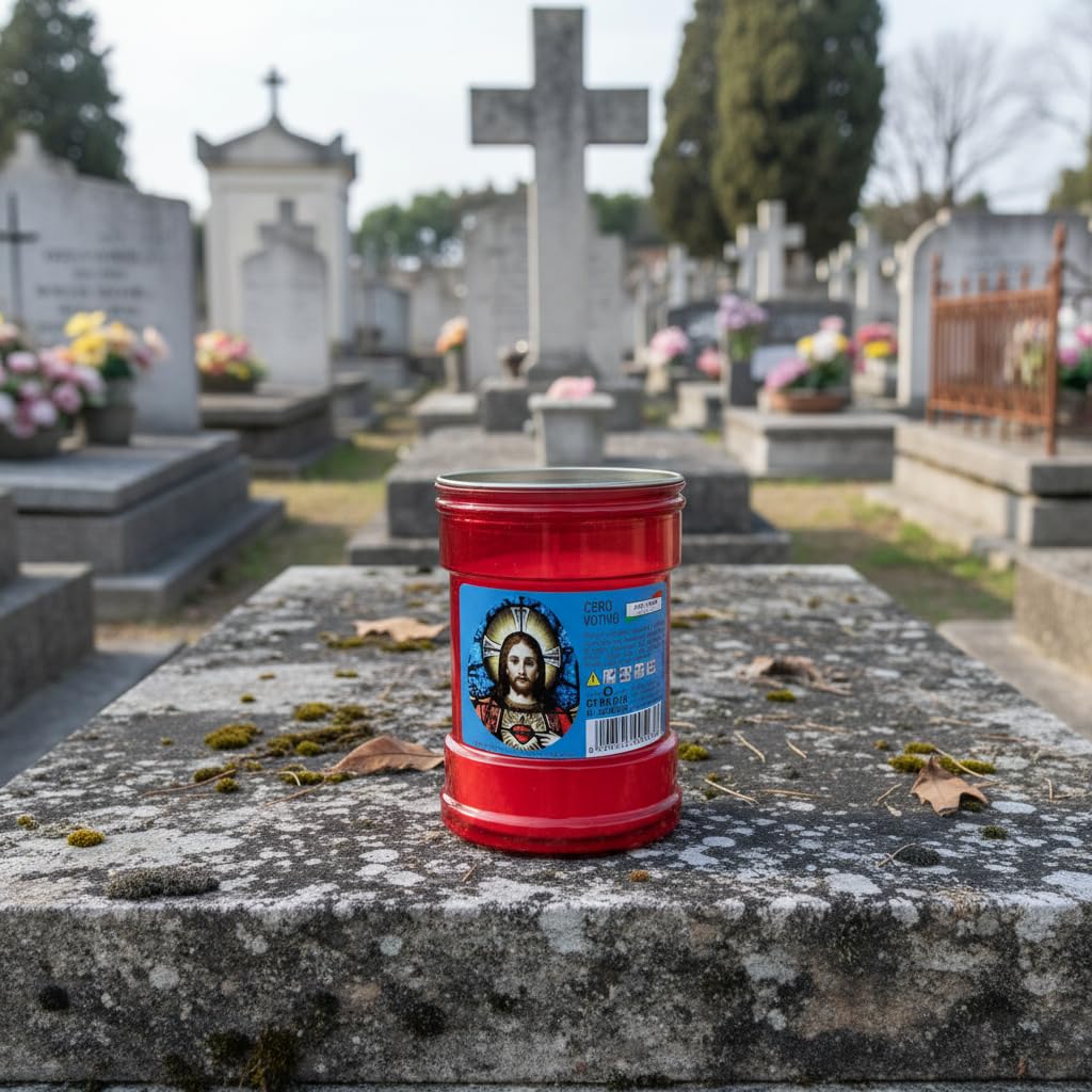 Cereria Di Giorgio - Confezione da 60 Ceri Votivi dedicati al Sacro Cuore - Modello P30 - Durata 32 Ore