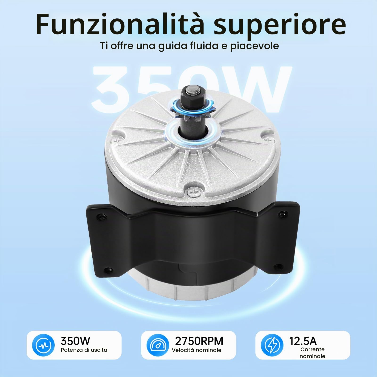 Motore a spazzole, 36 V, 350 W, motore elettrico a magnete permanente, impermeabilità IP54, velocità nominale 2750 giri/min, portata 100 kg, per scooter elettrici, bici elettriche e moto elettriche