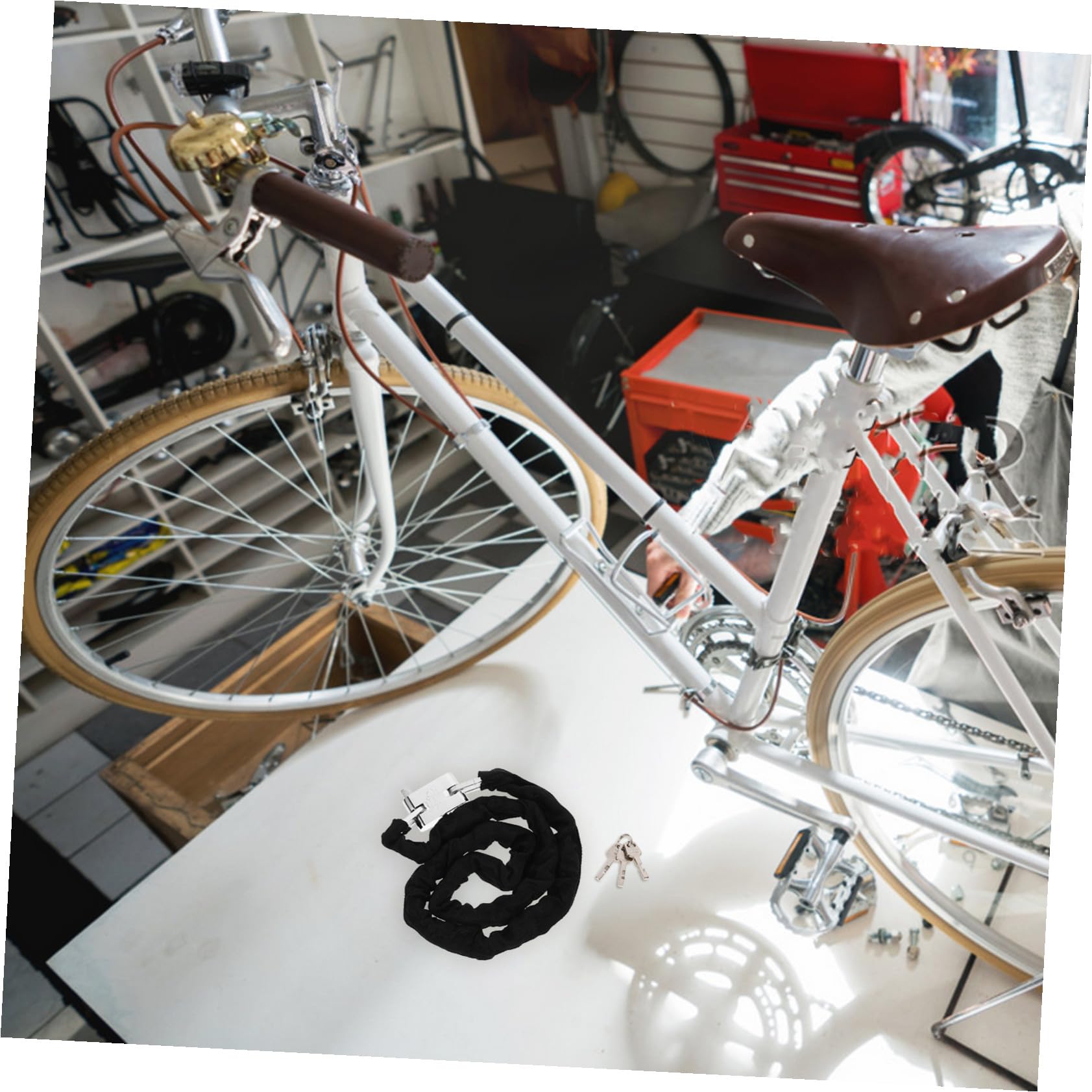 Catena Antifurto per Bici e Moto 120cm, Lucchetto Nero | Acciaio al Manganese, Uso Outdoor e Ciclismo, Resistente alla Corrosione, Portatile e Robusto