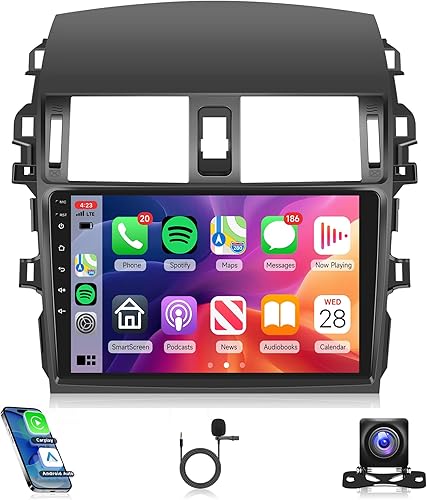Estéreo inalámbrico para automóvil 2G 32G Android Apple Carplay para Toyota Corolla 2009-2013, Rimoody de 9 pulgadas, pantalla táctil, radio para