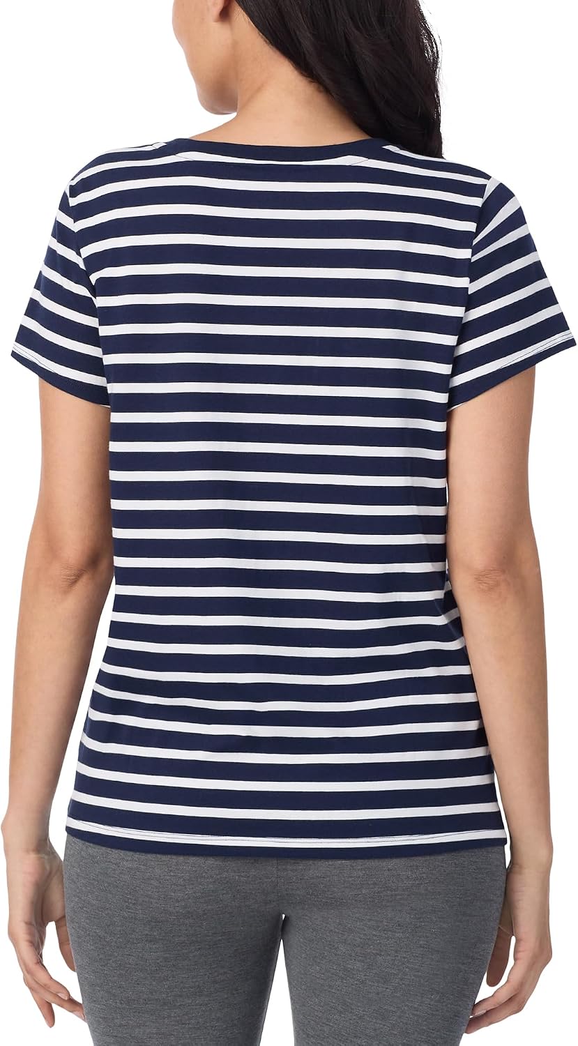 Nautica Womens Sleep Shirt - Lightweight, Breathable Pajama Top - Cotton Knit Jersey V-Neck Sleepwear and Loungewear | Womens Everyday Comfy Casual Sleepwear Loungewear & Nightwear, Mix & Match Solid Pajamas, Lightweight & Breathable PJs Sets