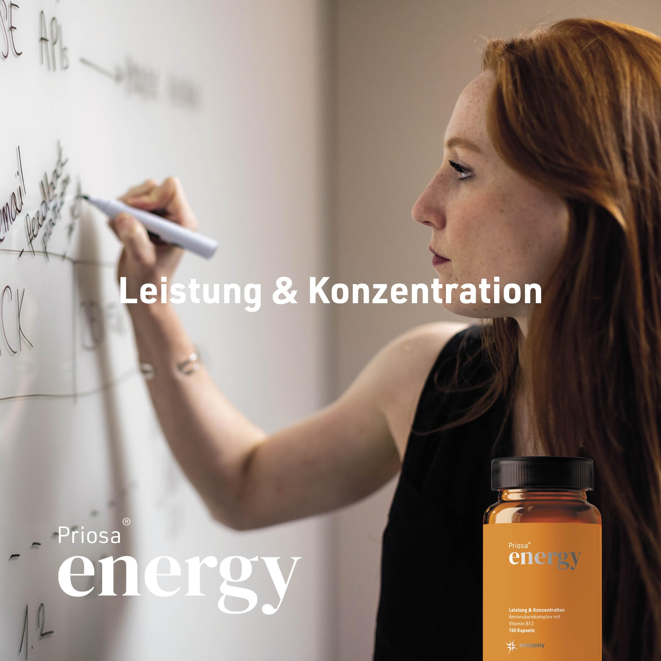 Priosa® energy 150 vegane Aminosäure Kapseln I BCAA Kapseln Unterstützen die normale Muskelfunktion I 16 eiweißbildende Aminosäuren I durch unabhängige Gutachter geprüft
