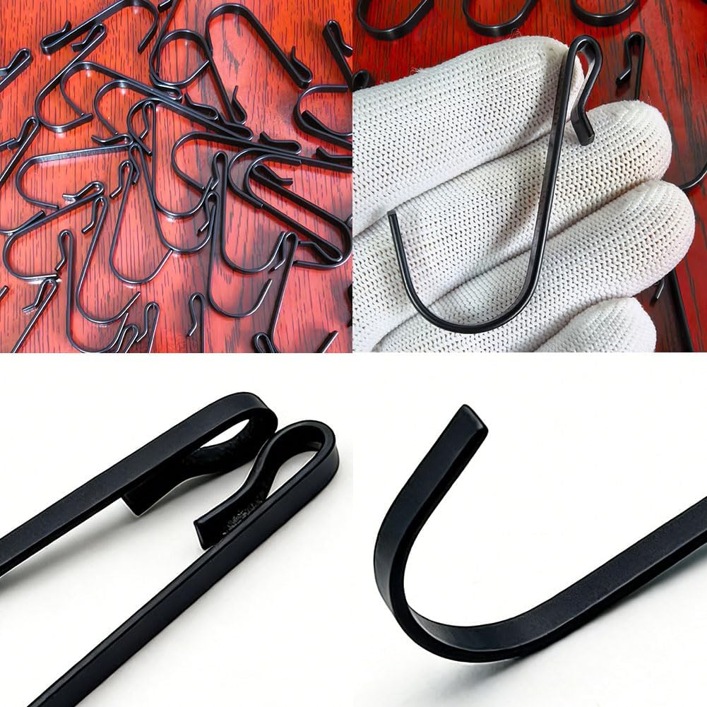 30 Pack Heavy Duty Iron J Hooks for Grid Wall, Wire Shelf - Organize Pantry, Kitchen, Closet (Black)