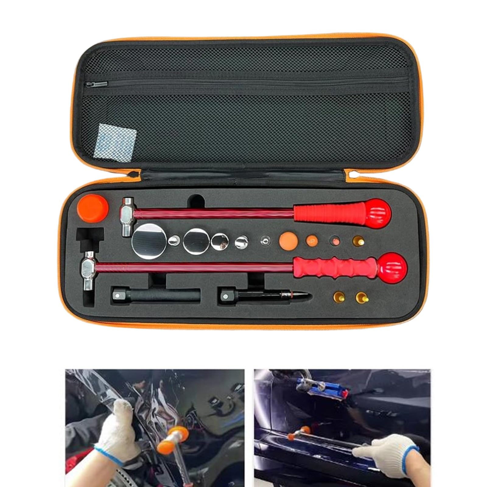 Juego de martillo de pluma desmontable para alisar abolladuras de fibra de carbono Diseño de punta de aleación con opciones de diseño de múltiples cabezales Panel de varilla para alisar cuerpo