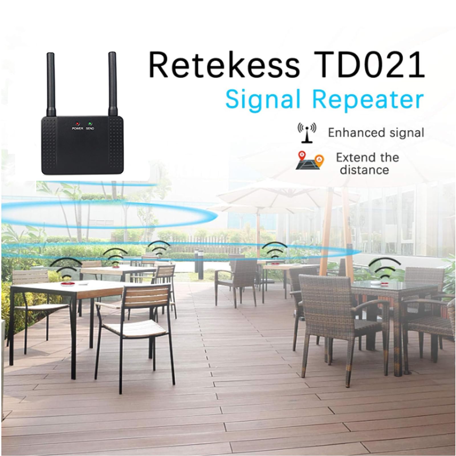 Retekess T128 Cercapersone Ristorante, Sistema di Chiamata Wireless, 48 Ore di Standby,1 Orologio e 20 Pulsanti di Chiamata e 1 Amplificatore Segnale, per Ristorante Bar Pizzeria