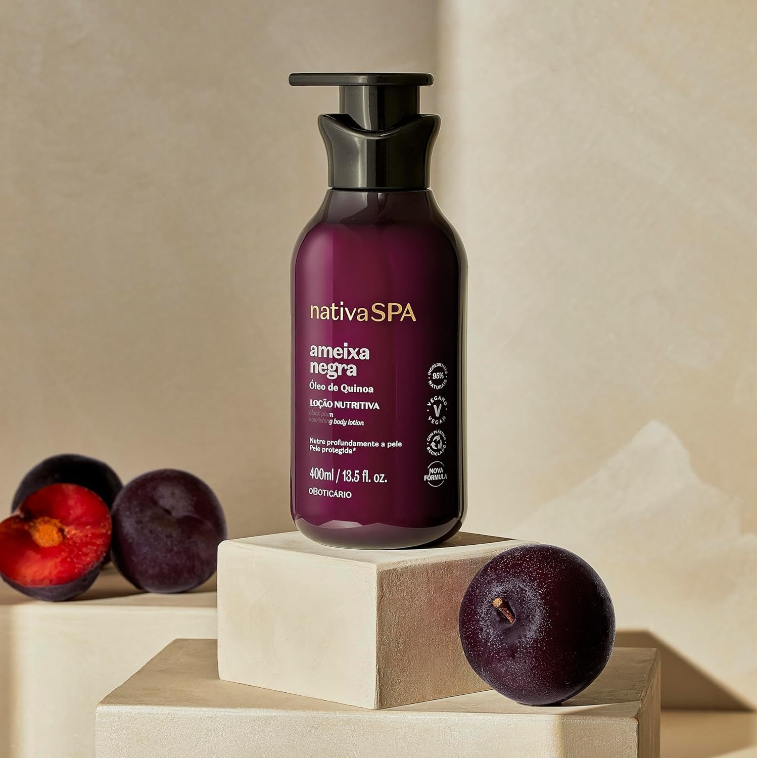 O Boticário Nativa SPA Prugna Nera Set Regalo Cura della Pelle con 4 Prodotti | Crema Idratante Corpo 400ml, Olio Corpo Profumato 200ml, Gel Doccia e Bagno 200g e Bruma Corpo 200ml