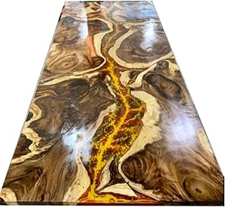 Burning Table of Wood and Epoxy Fire Lava, Captivating Volcanic Lava Epoxy Resin River Table, Handcrafted Resin Table, Seaside Dining Table, Coastal Living Room (48x100 inch)