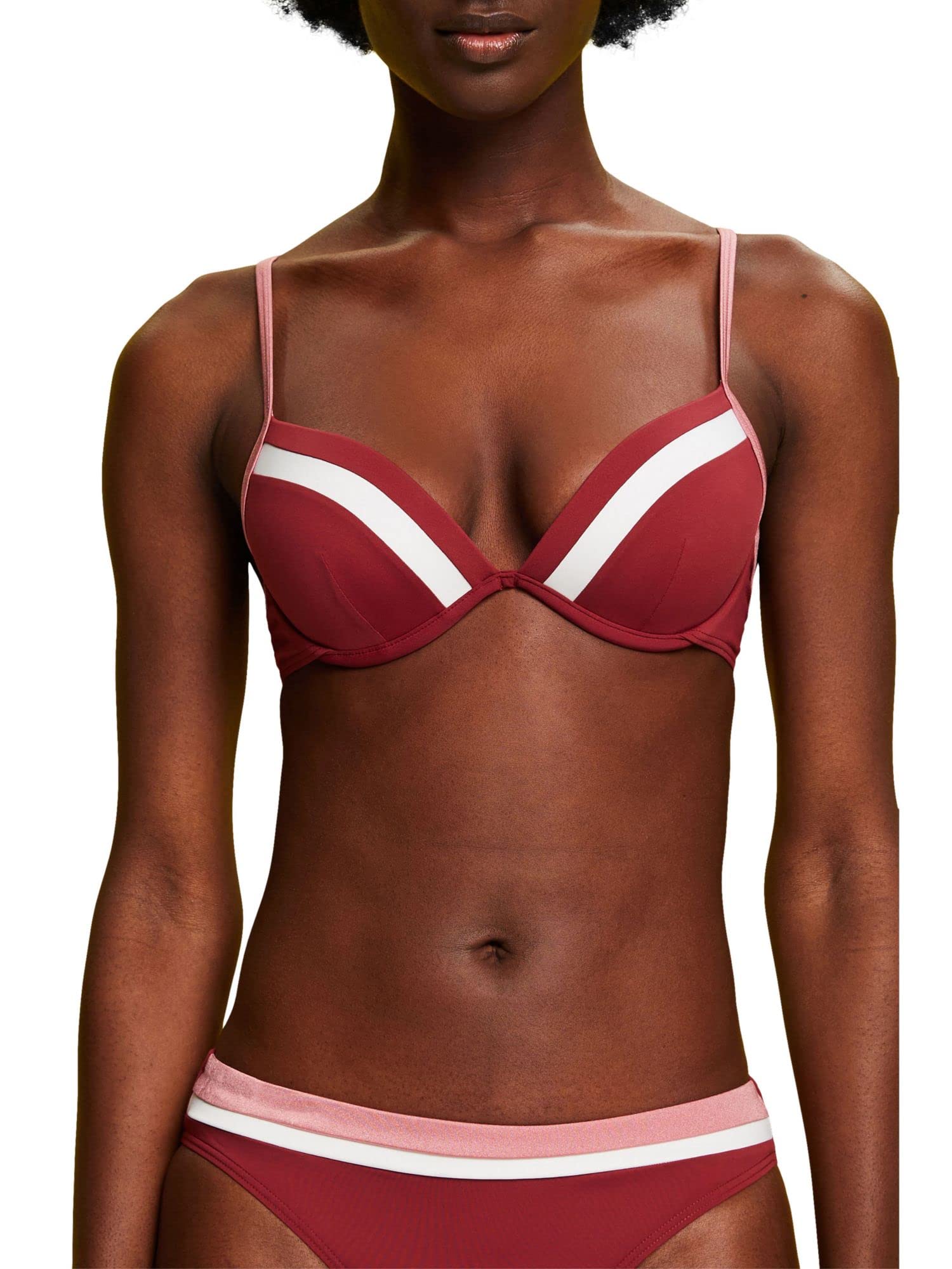 ESPRIT Women's Tayrona Beach Rcs Pad.plunge Bikini, Dunkelrot, B UK