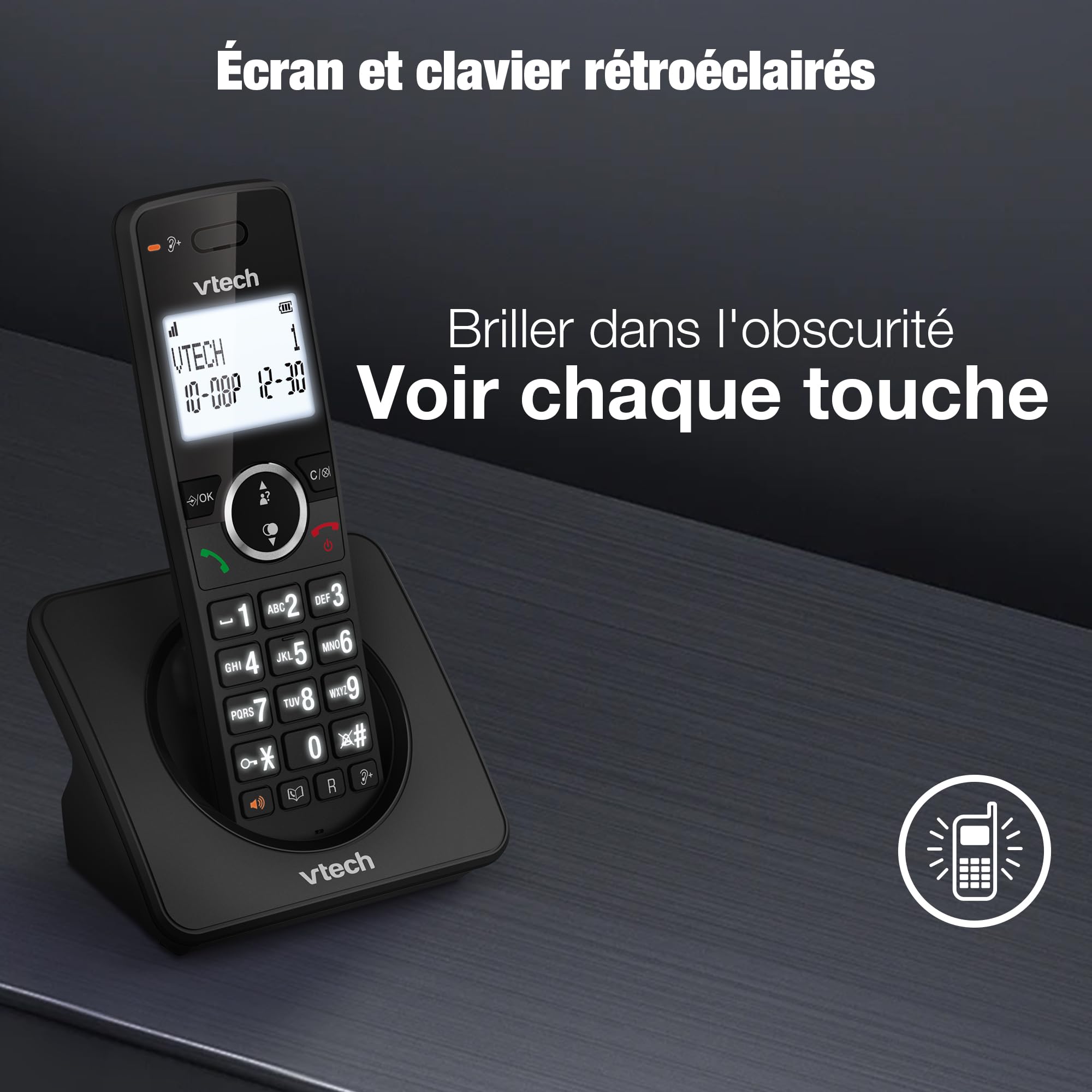 VTech DECT sans Fil à 3 combinés, Blocage d'appel, rétroéclairé, conférence, 18 Heures d'autonomie, amplificateur, Haut-Parleur Mains Libres, numérotation Rapide, Mode ECO et Silencieux | ES2002