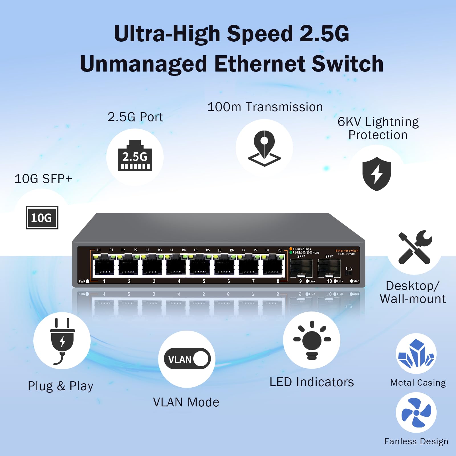 Tenda 2.5 Gbit Switch mit 8x 2.5G & 2x 10G Ports für 60,49 € at Amazon