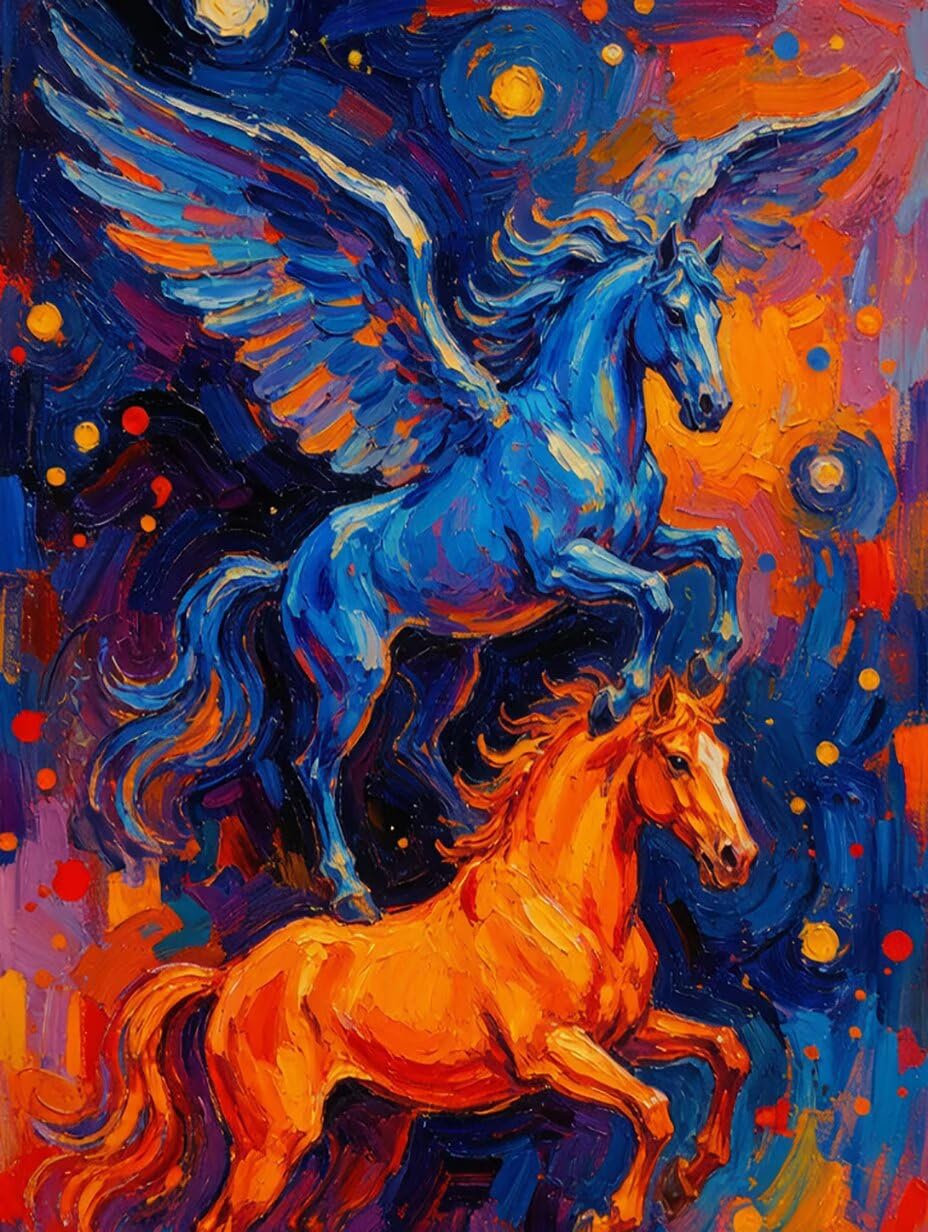 Diamond Painting Kit Caballo Pintura Diamante Abstracto, Punto De Cruz Diamante 5D Cuadro Diamantes DIY Full Drill Cuadrado Ricamo Diamond Art Paintings per Decorazioni Casa Pareti 80x110cm 6-0D58D