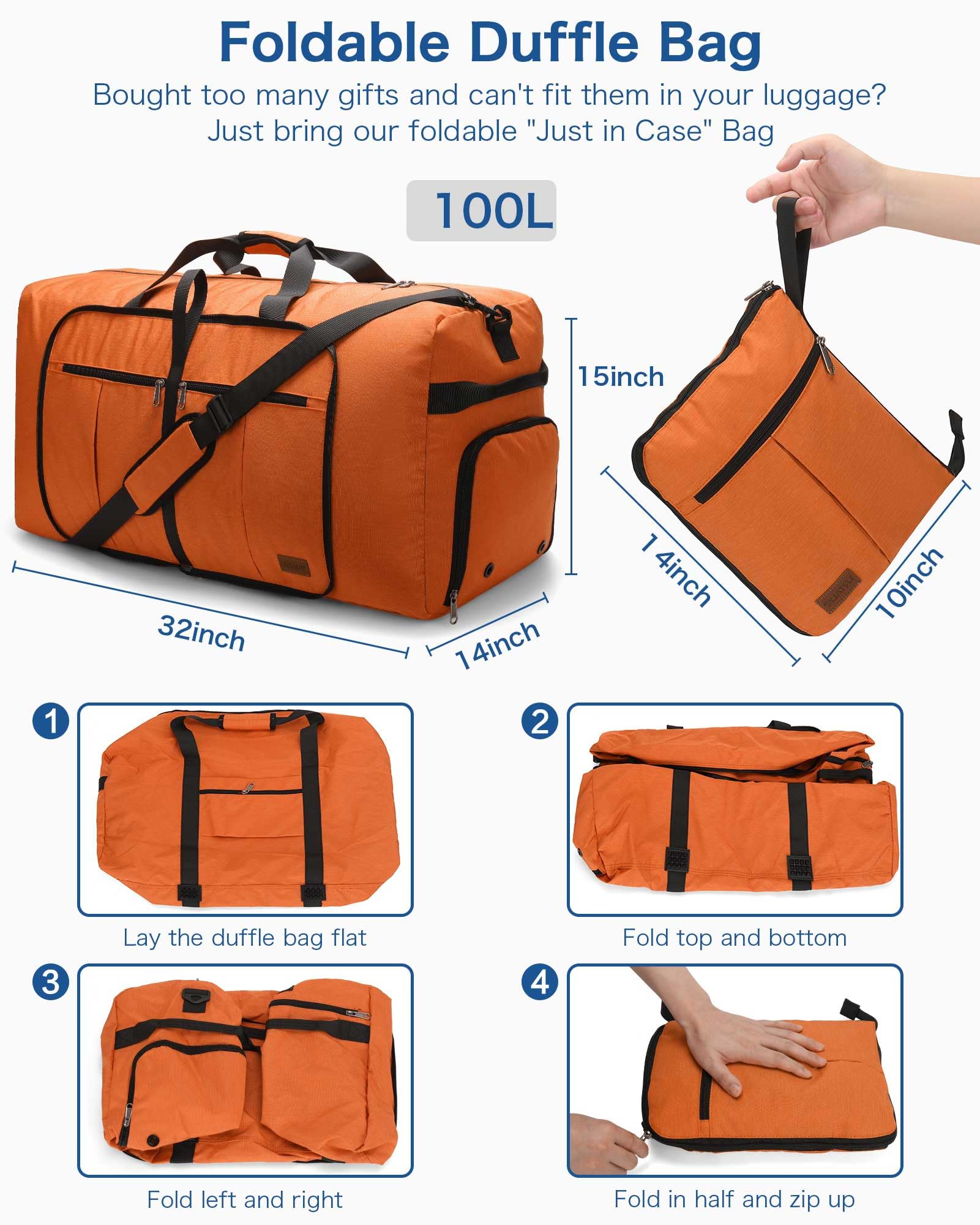 Urtala Reisetasche für Damen und Herren, groß, faltbar, Wochenendtasche mit Schuhfach und Schultergurt, leicht, wasserdicht, Gepäcktasche