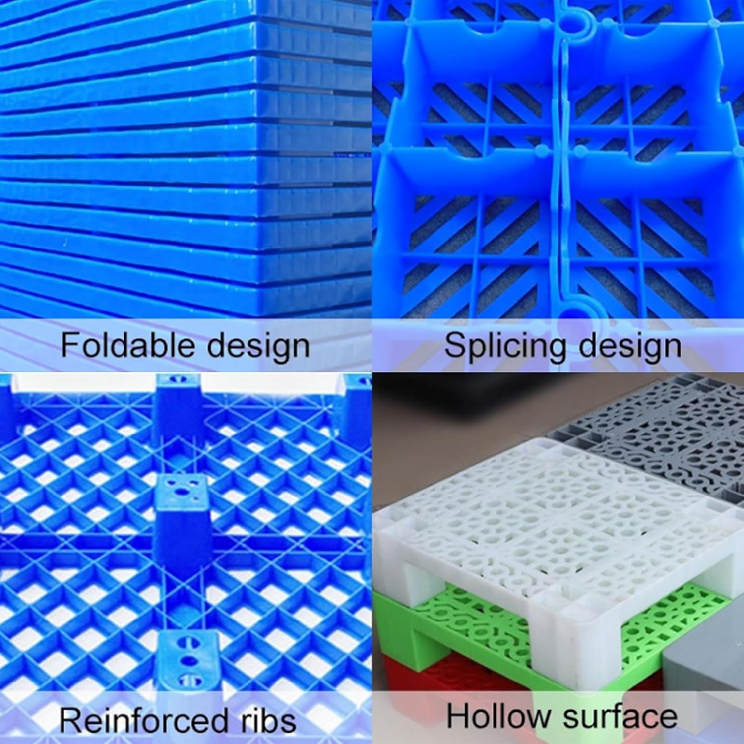 High Density Polyethylene Pallet, Waterproof Storage Lightweight Grid Pad, Nestable Moisture-Proof Floor Pallets, for Supermarket(Red)