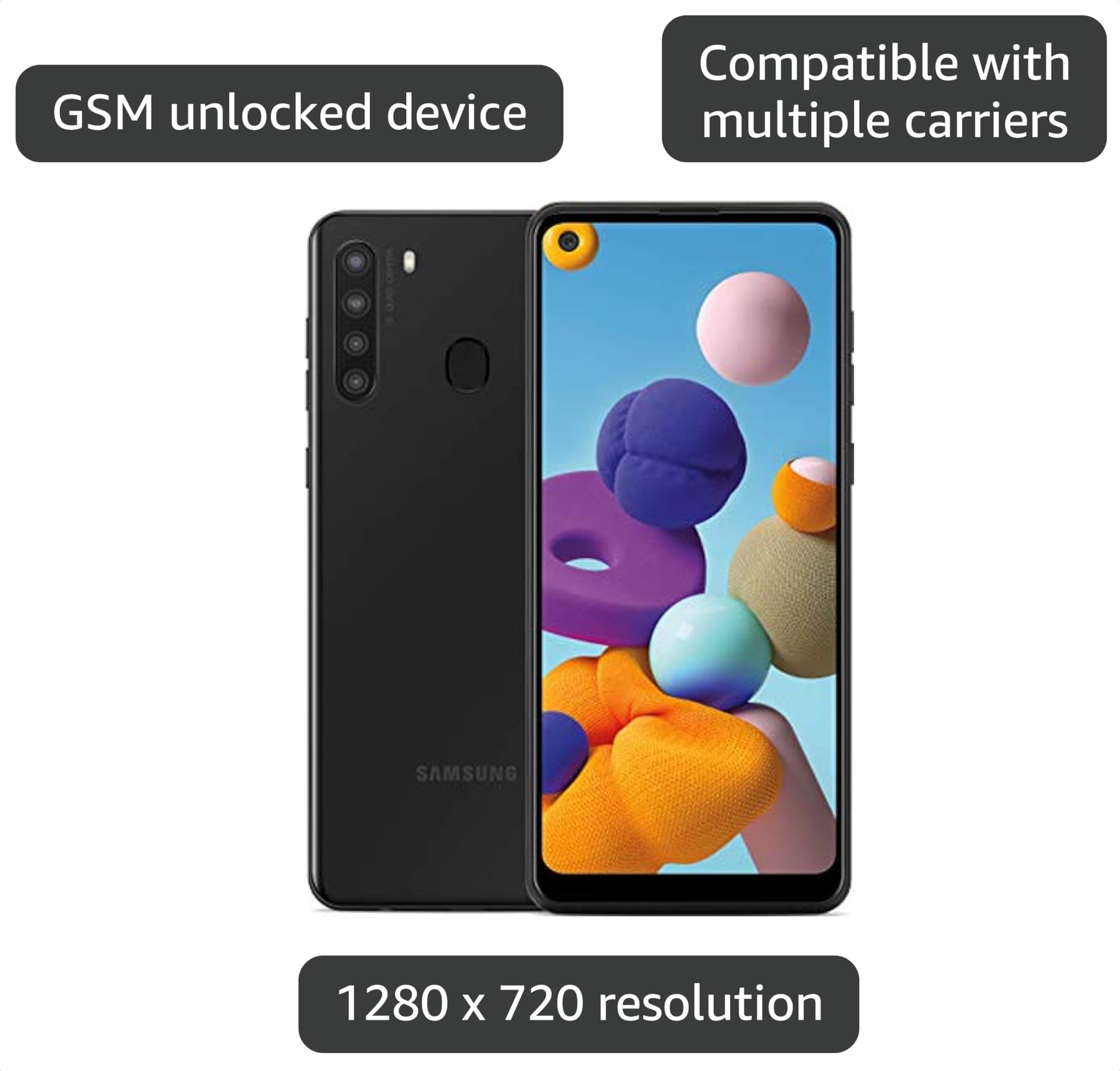 Amazon.com: Samsung Galaxy A21, 32GB, Black - Unlocked (GSM Only