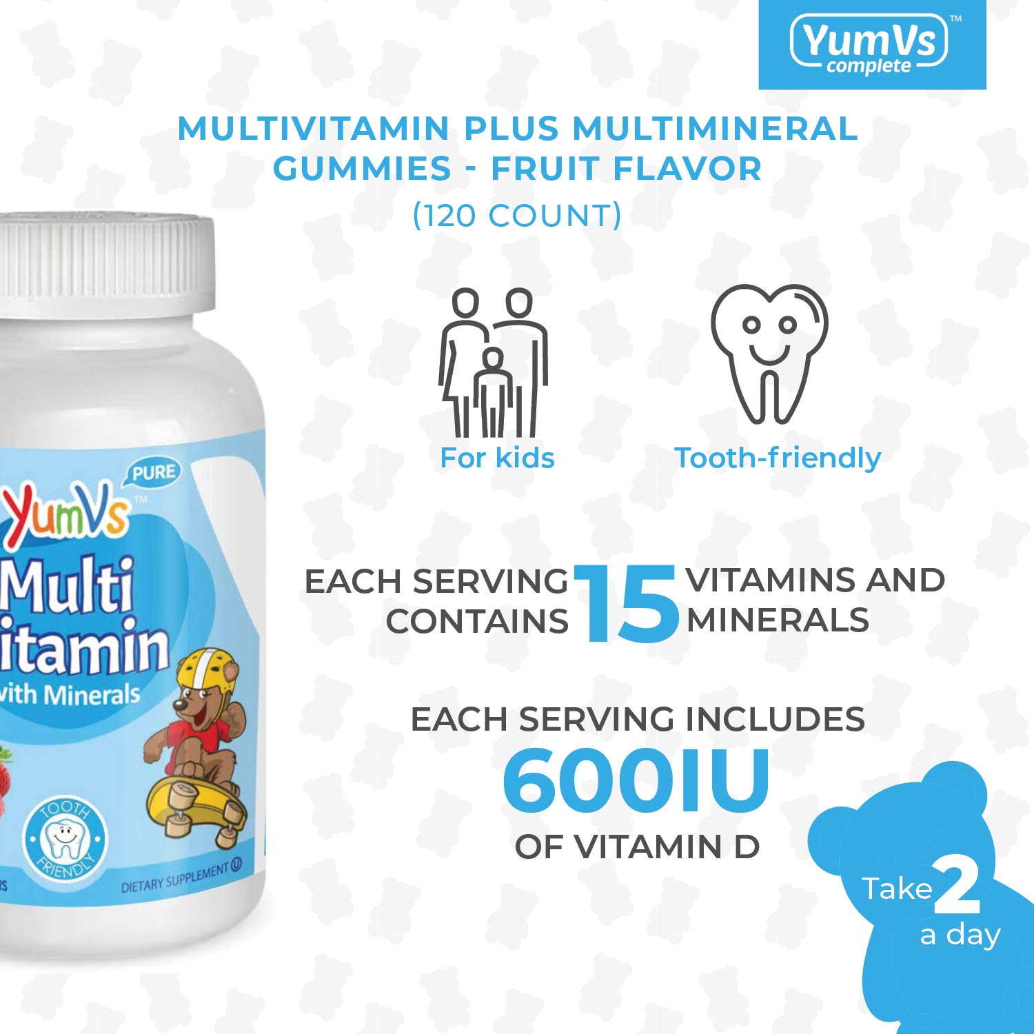 YUMV's MultiVitamin Chewable Kids Jellies (Gummies), Fruit Flavor (120