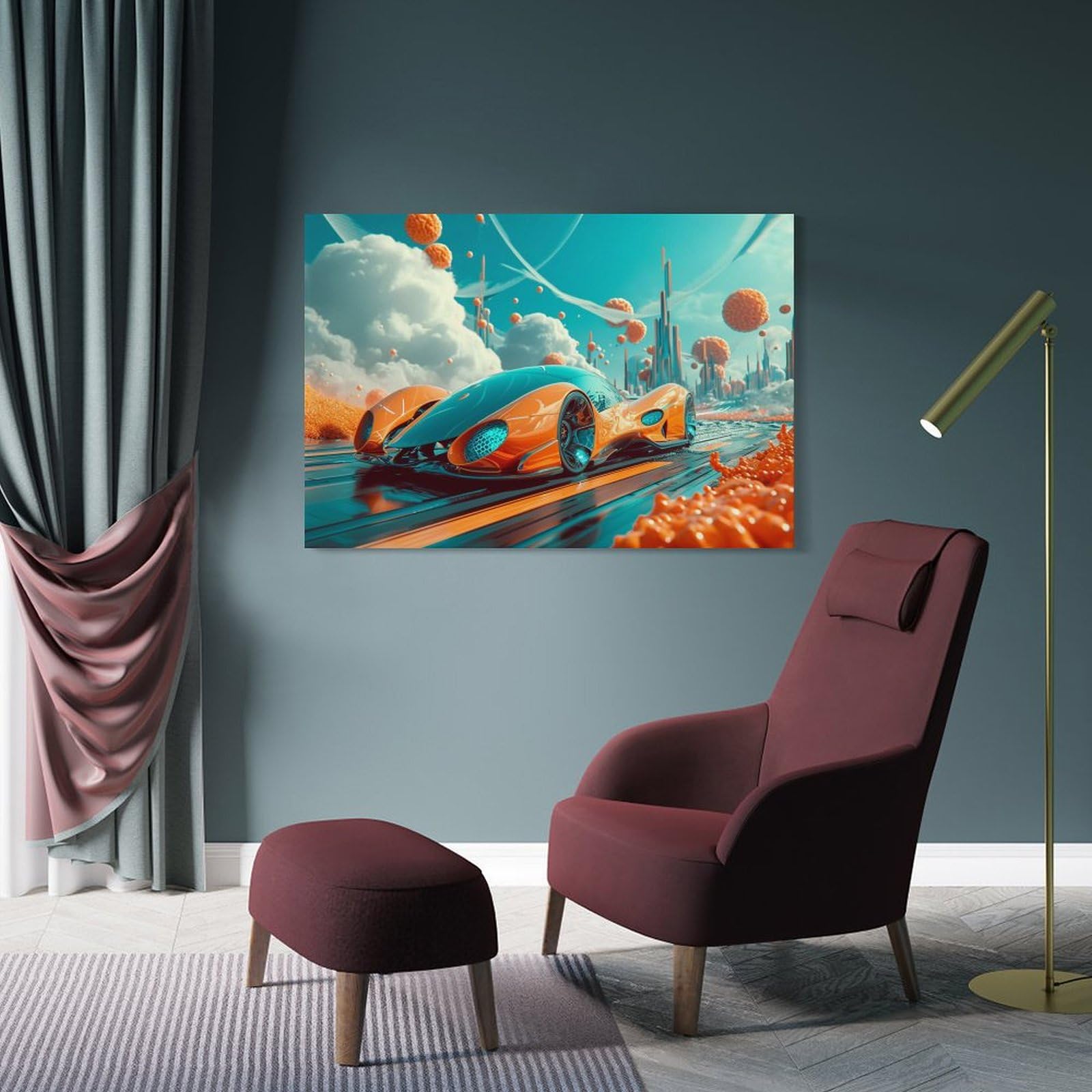 Amazon.co.jp: 絵画 SF 背景スーパーカーインテリア 絵画 未来の