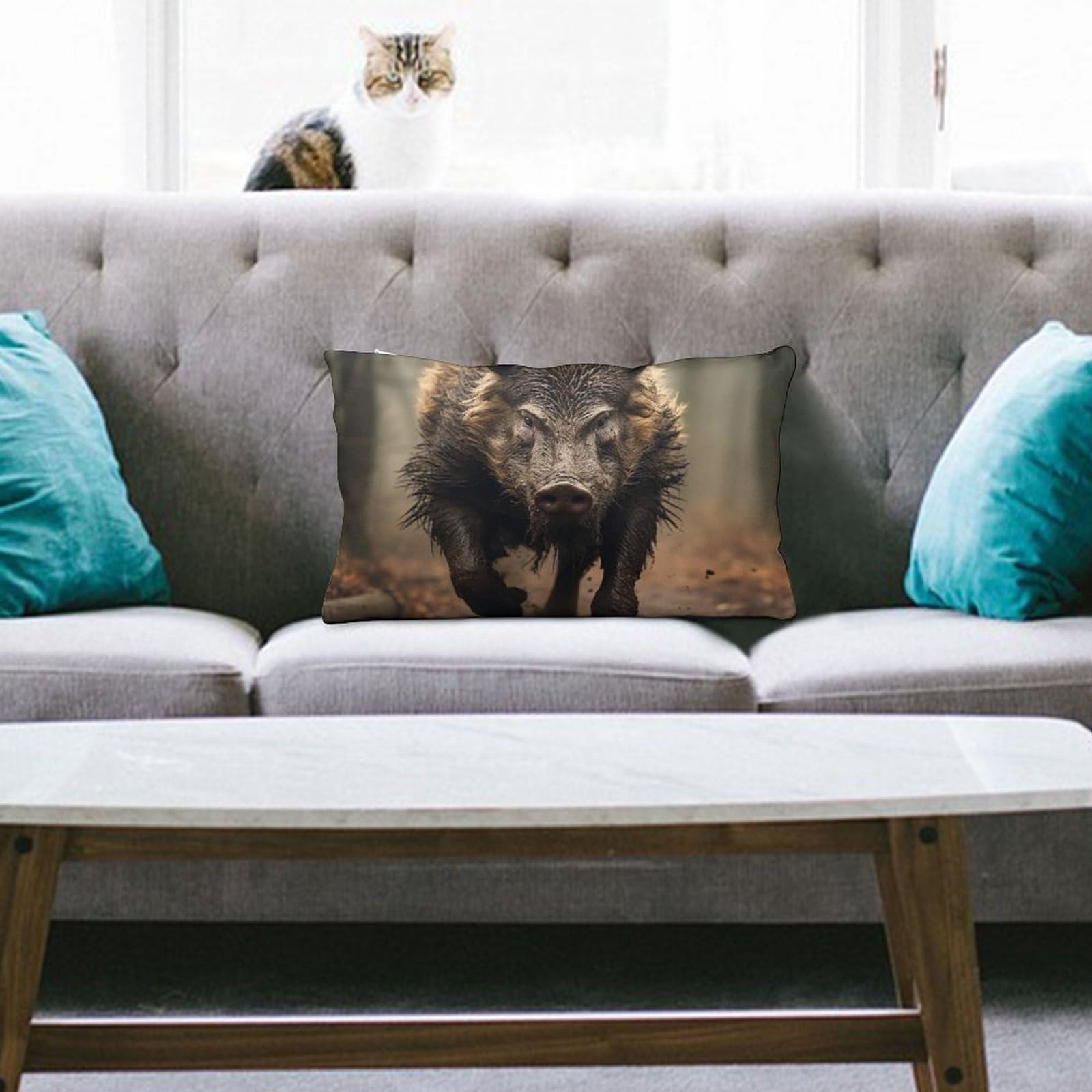 NTVOWPZO Decoration Throw Pillow Covers 8"x12" Pillowcases Covers Wild Boar Photos Soft Pillowcases Modern Farmhouse Home Decor Sofa Cushions Covers for Couch Bed Living Room