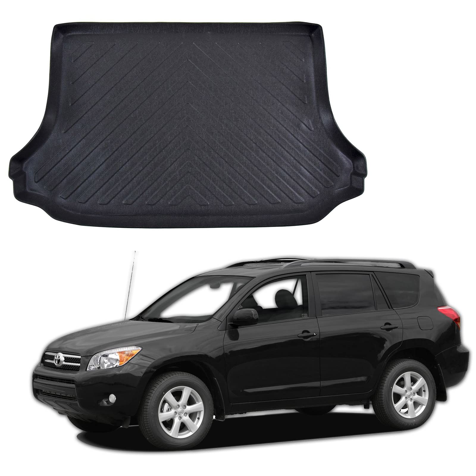SCOUTT Vasca Bagagliaio per Toyota Rav4 3 2006-2012, in TPE su Misura, Proteggi Baule con Bordo Alto 4 cm, Antiscivolo, Inodore