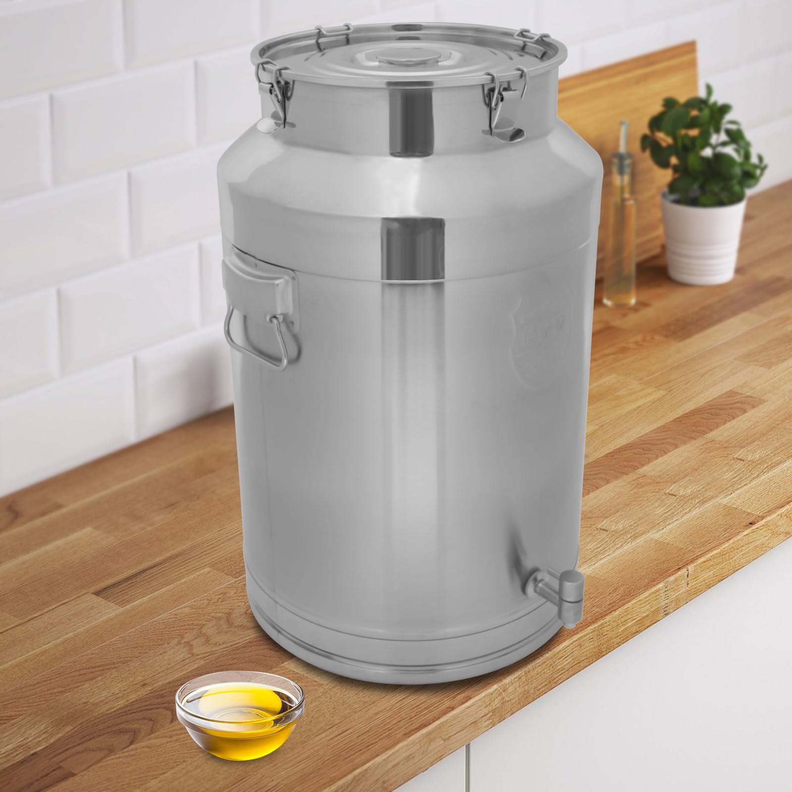 76L/20.07Gallon Milk Can with Faucet, Stainless Steel Milk Bucket Small Milk Jug Wine Pail Tote Pot Oil Liquid Storage Container with Sealed Lid, Keep Food Dry and Fresh for Kitchen Rice Cereal Grain
