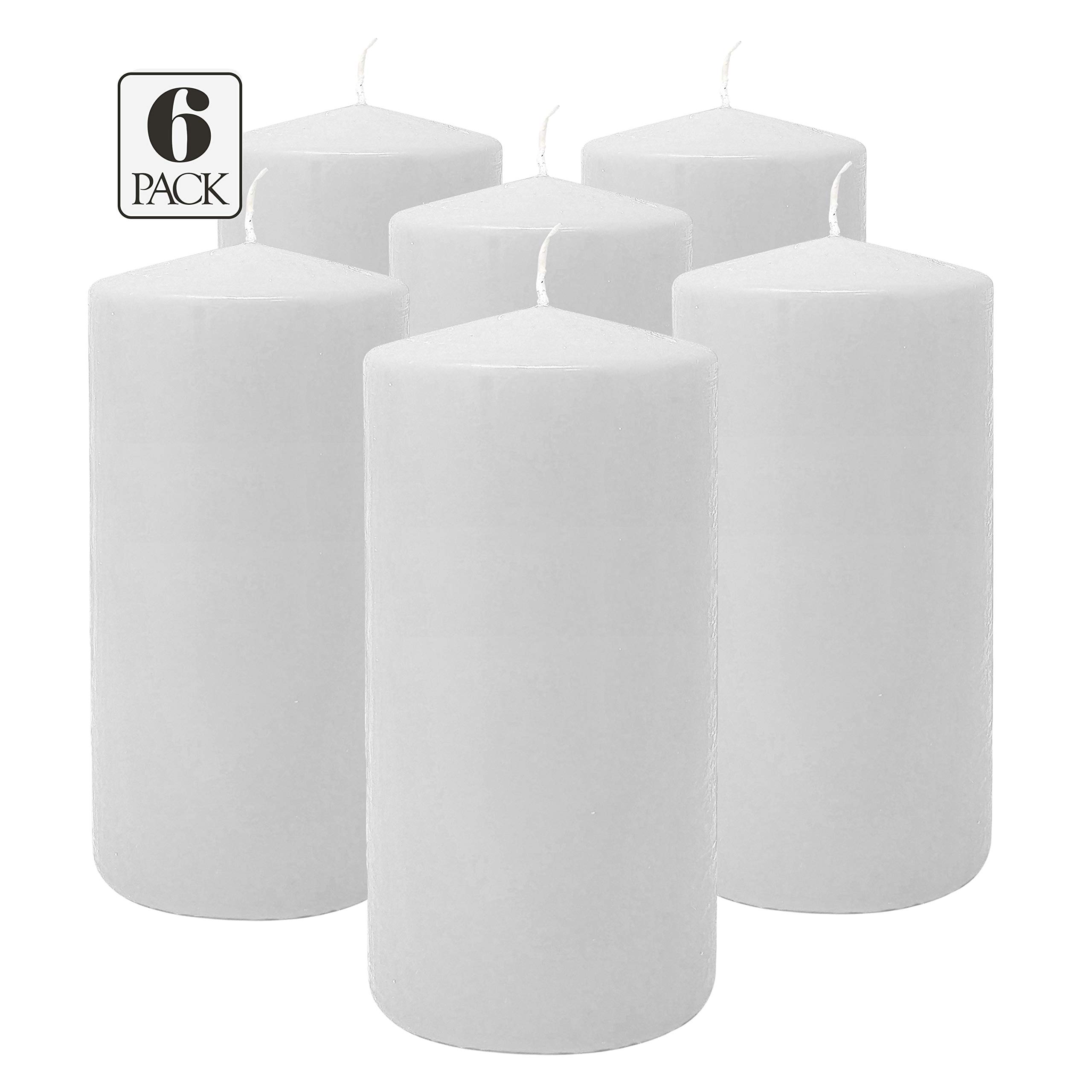 Hyoola White Pillar Candles 3x6 Inch - Unscented Pillar Candles - 6-Pack - European Made