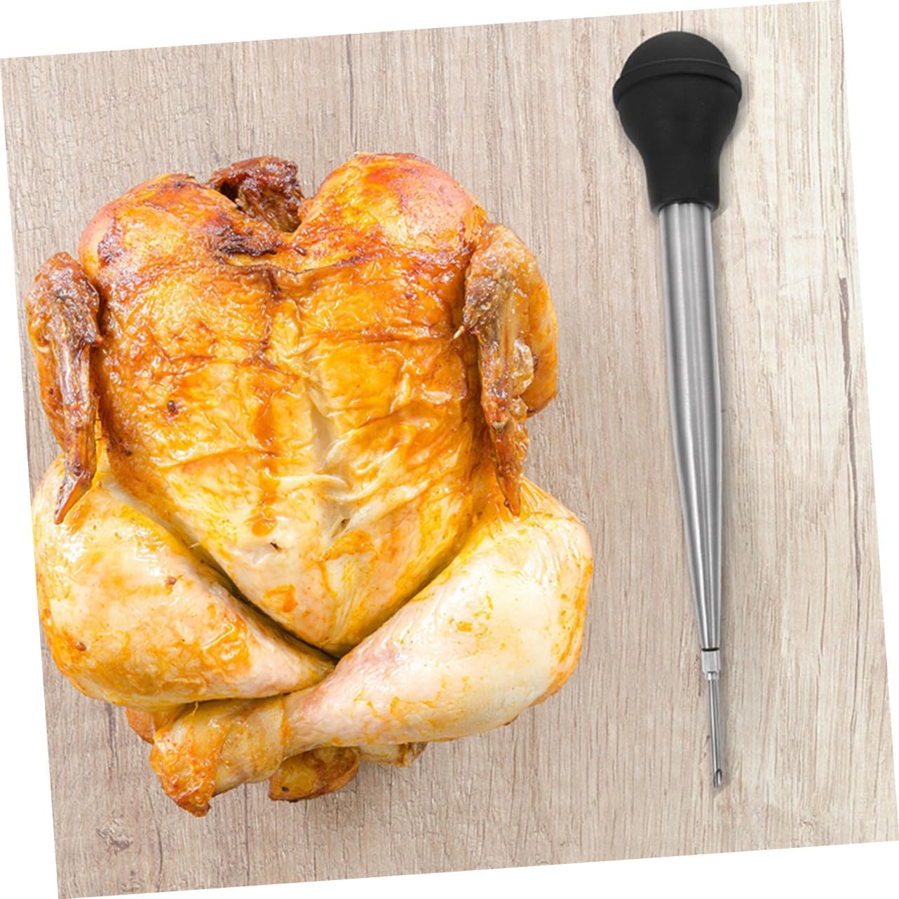 Stainless Steel Bbq Injector with Flexible Seasoning Tube Reusable Turkey Baster Needle for Marinading Meat Roasting Grilling and Outdoor Cooking