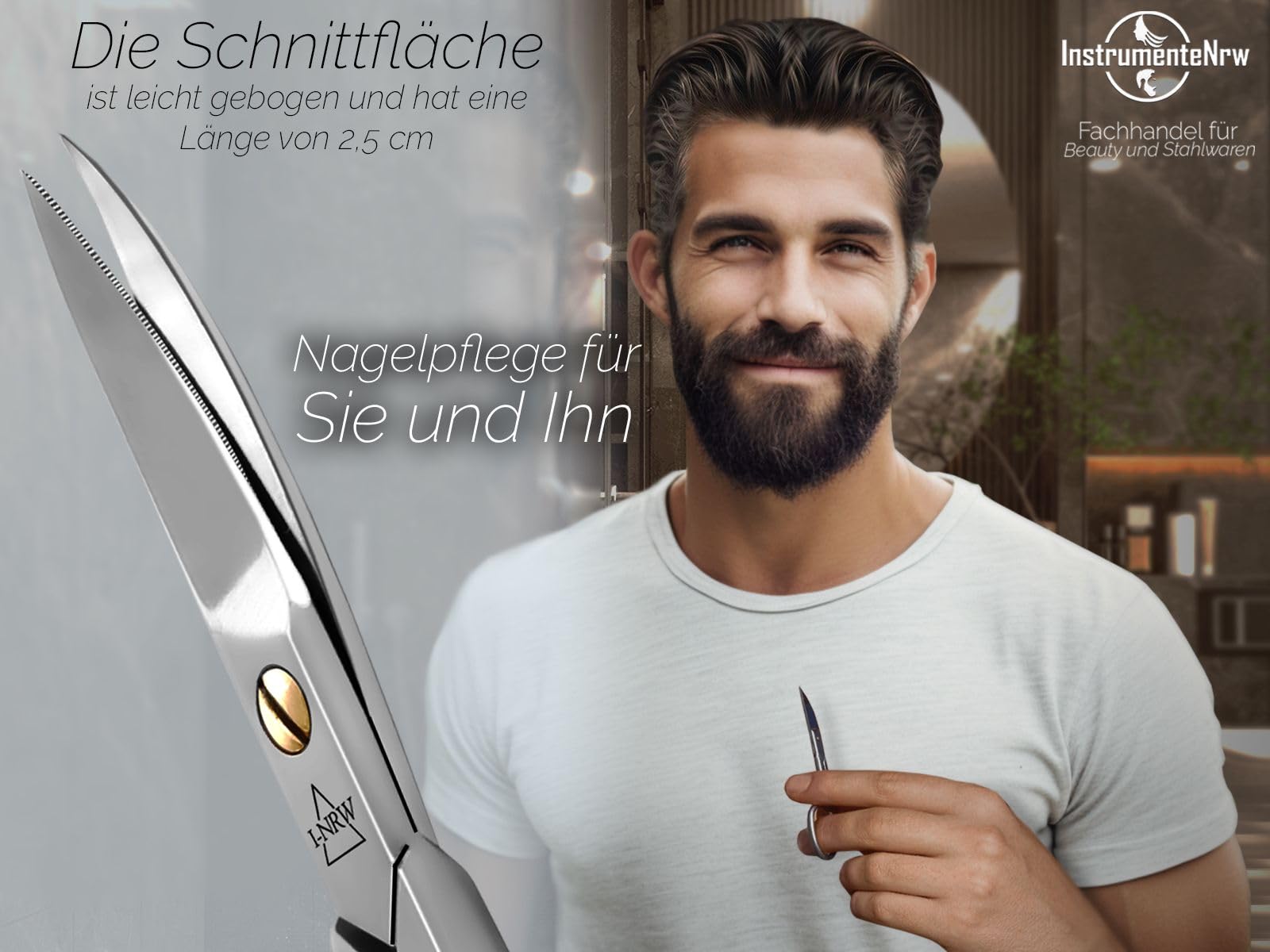 Nagelschere gebogen mit einseitiger Mikroverzahnung Edelstahl Rostfrei Maniküre Pediküre Schere zum präzisen kürzen von Finger- und Fußnägel 9 cm